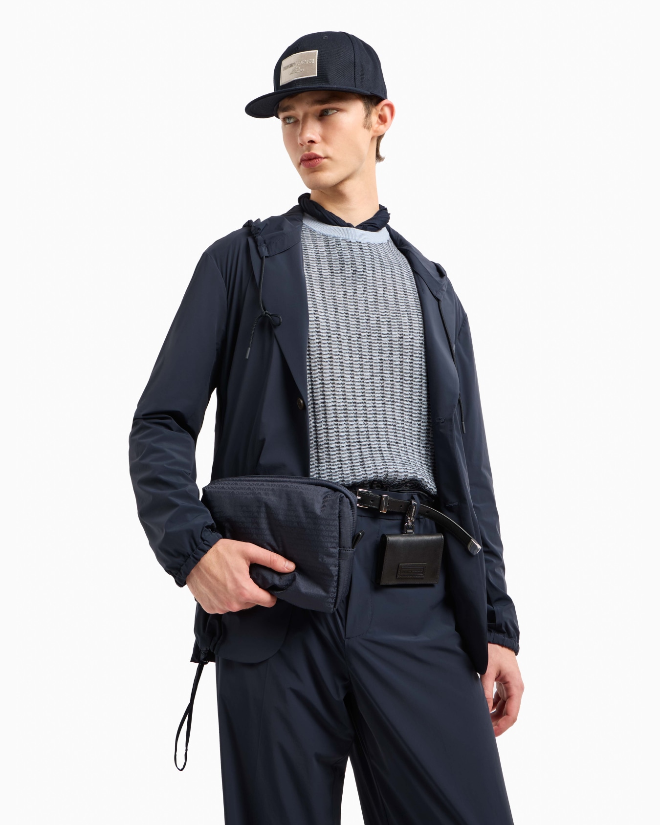 Single-breasted hooded blazer in stretch nylon Slide 6