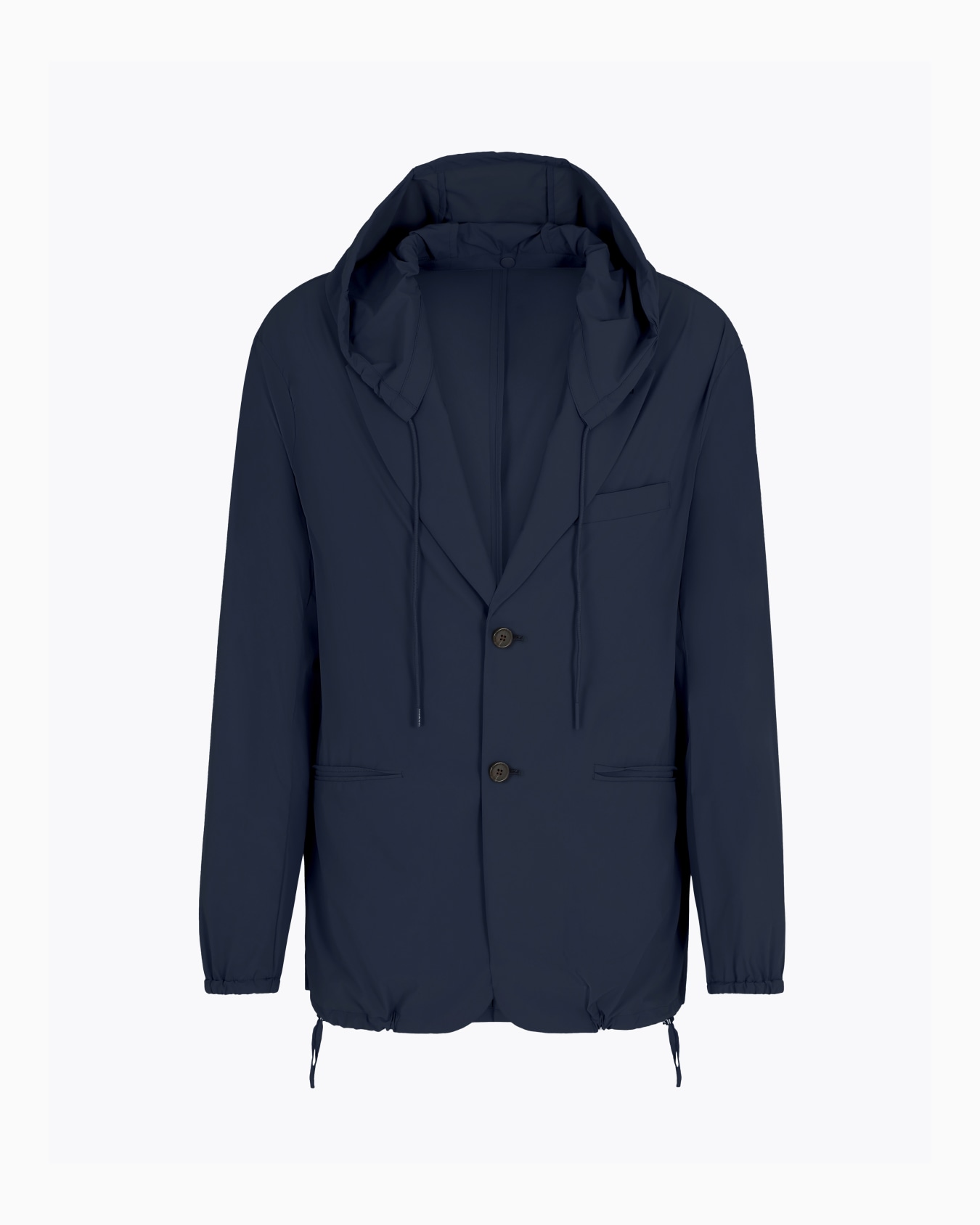 Single-breasted hooded blazer in stretch nylon Slide 0