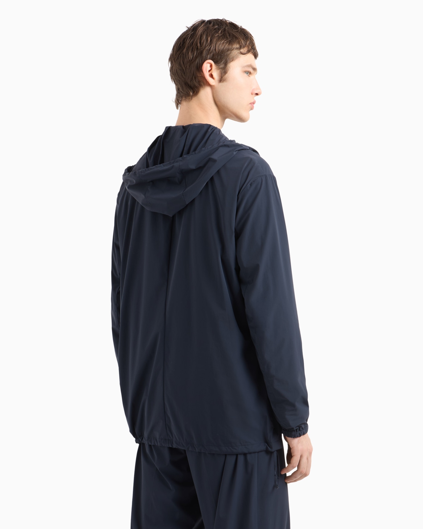 Single-breasted hooded blazer in stretch nylon Slide 3