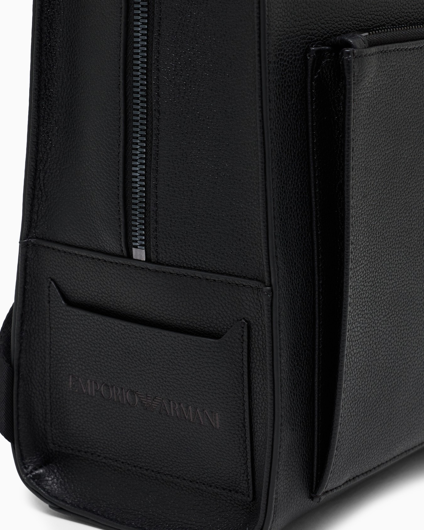 Tumbled-leather backpack with flap and laptop compartment  Slide 4