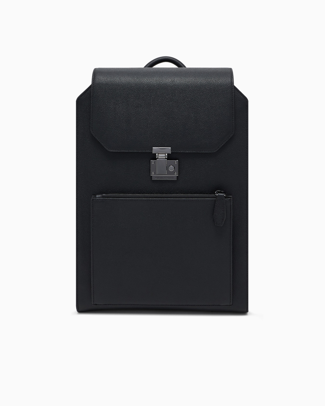 Tumbled-leather backpack with flap and laptop compartment  Slide 0