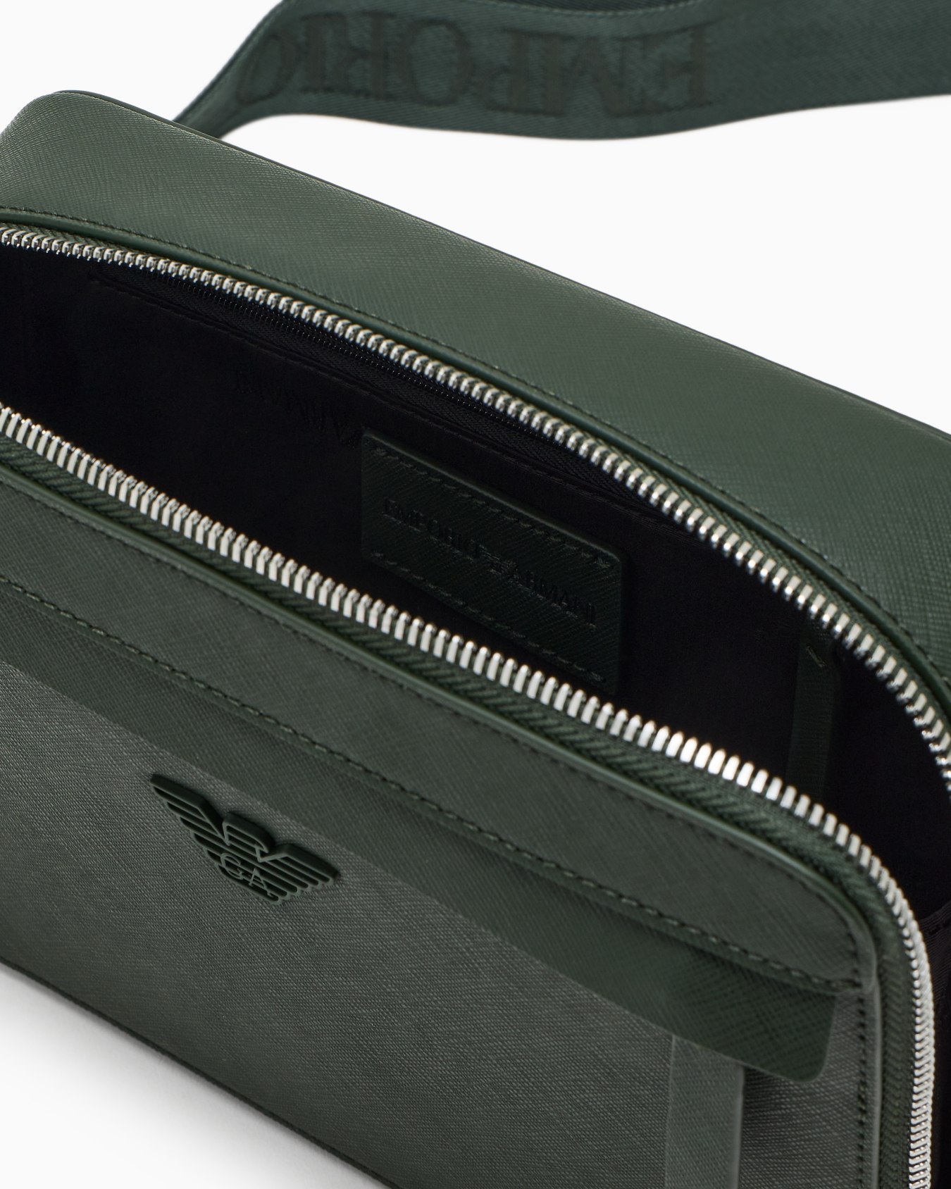 ASV regenerated Saffiano leather mini camera bag with eagle plate Slide 3