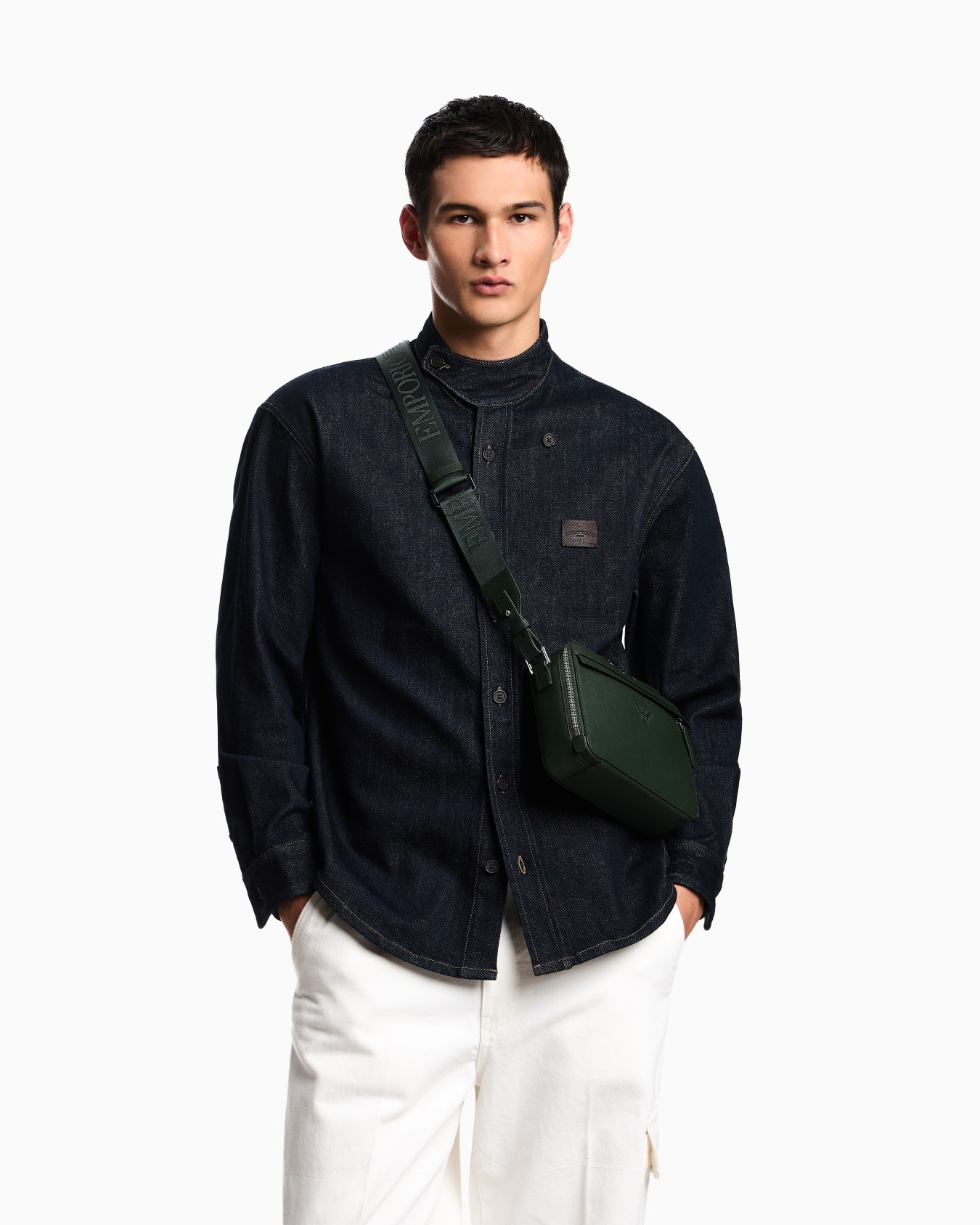 ASV regenerated Saffiano leather mini camera bag with eagle plate Slide 5