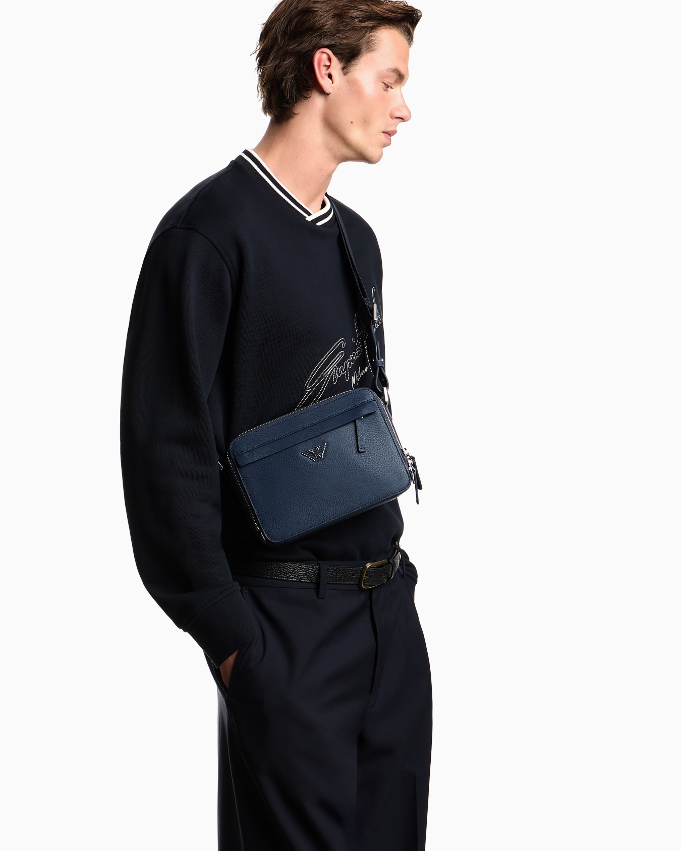 ASV regenerated Saffiano leather mini camera bag with eagle plate Slide 5