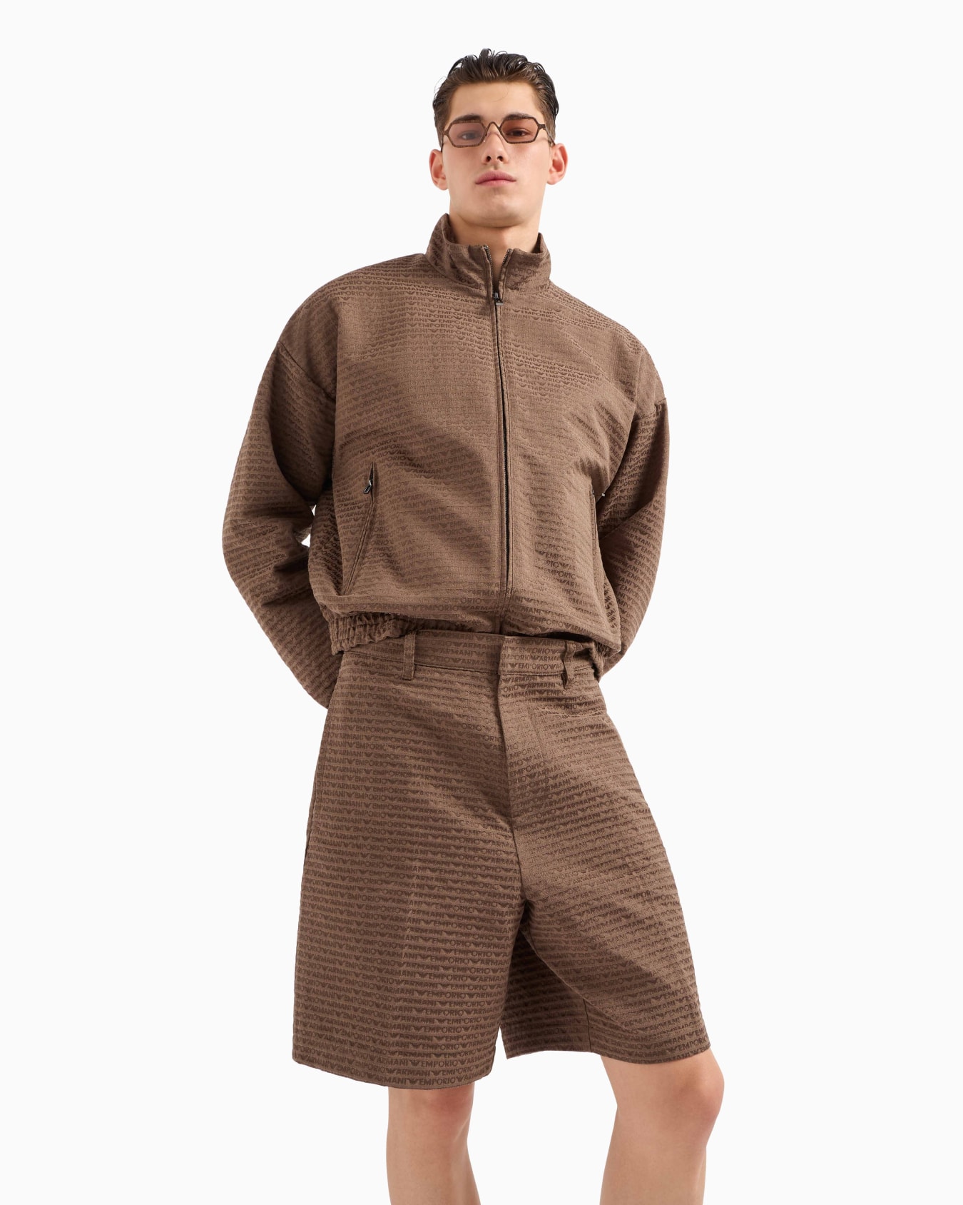 Bermuda shorts in jacquard all-over lettering fabric Slide 6