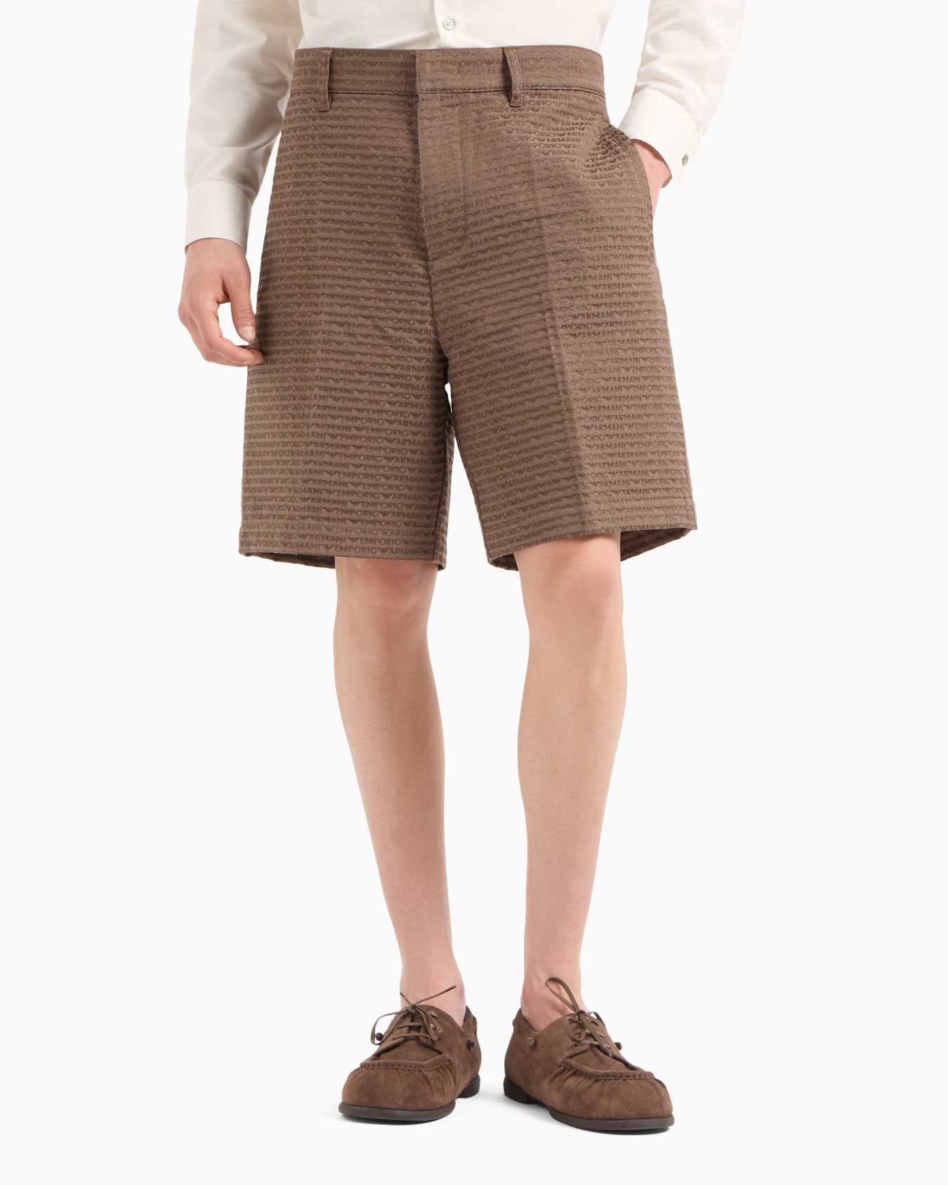 Bermuda shorts in jacquard all-over lettering fabric Slide 4