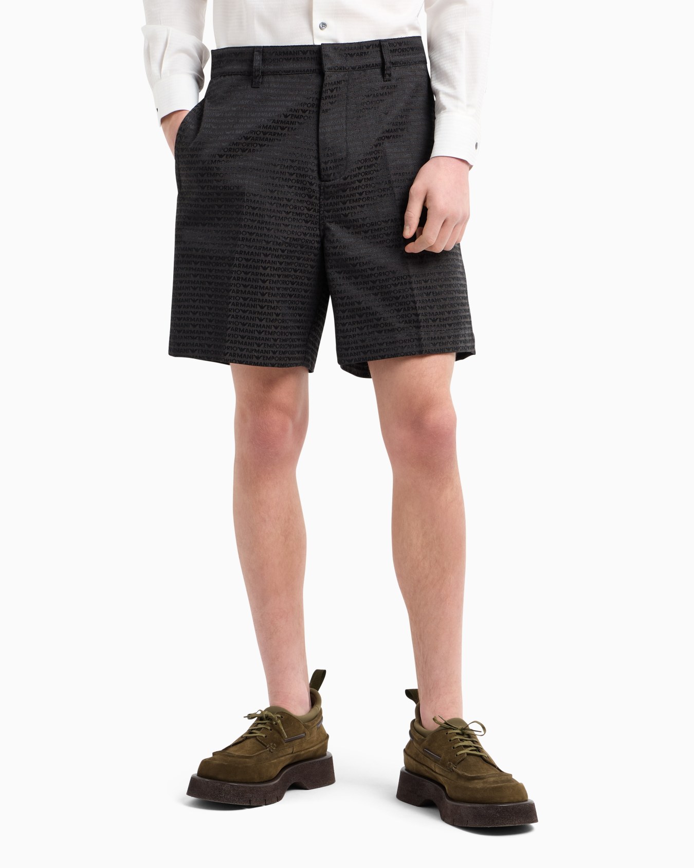Bermuda shorts in jacquard all-over lettering fabric Slide 4