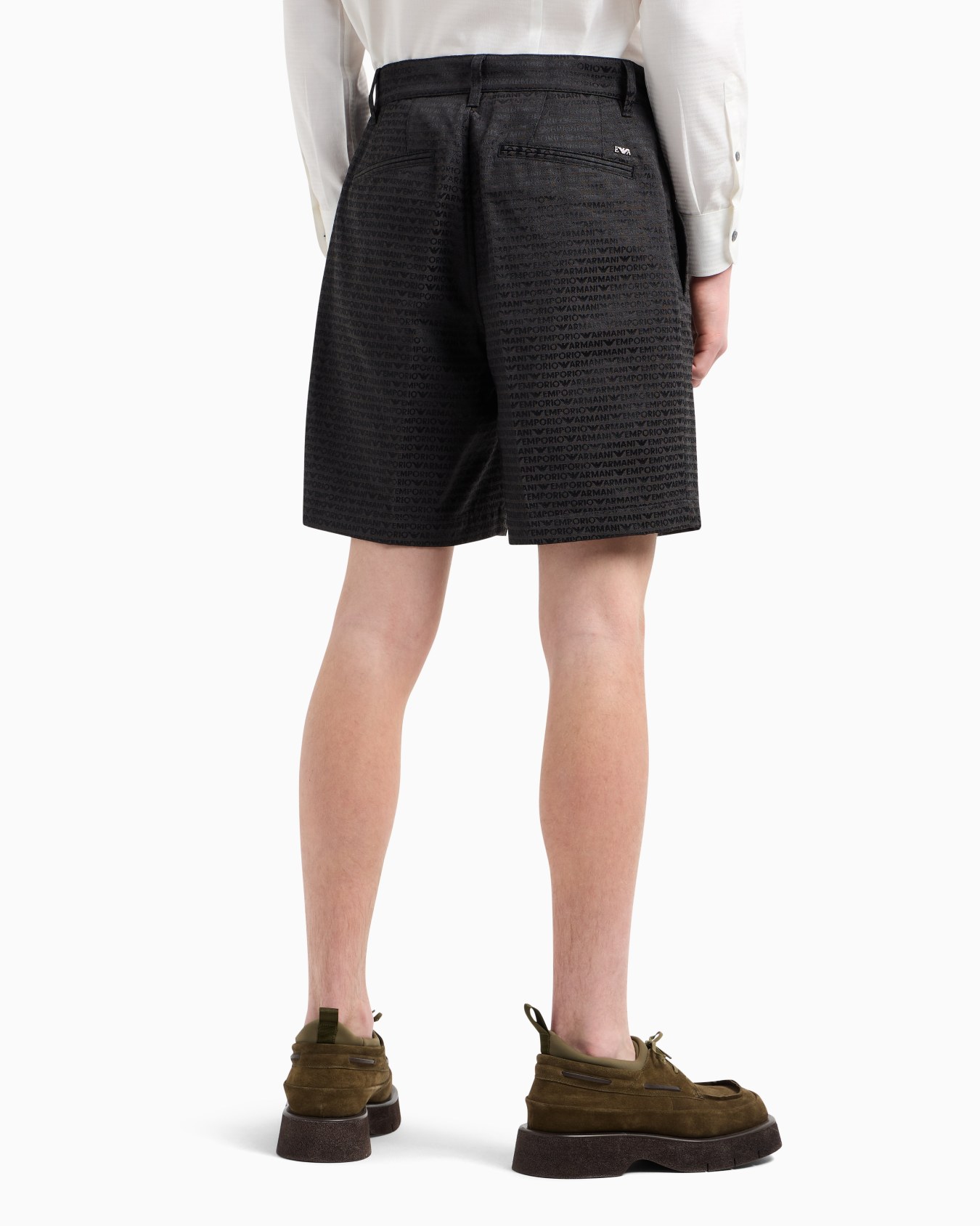 Bermuda shorts in jacquard all-over lettering fabric Slide 3