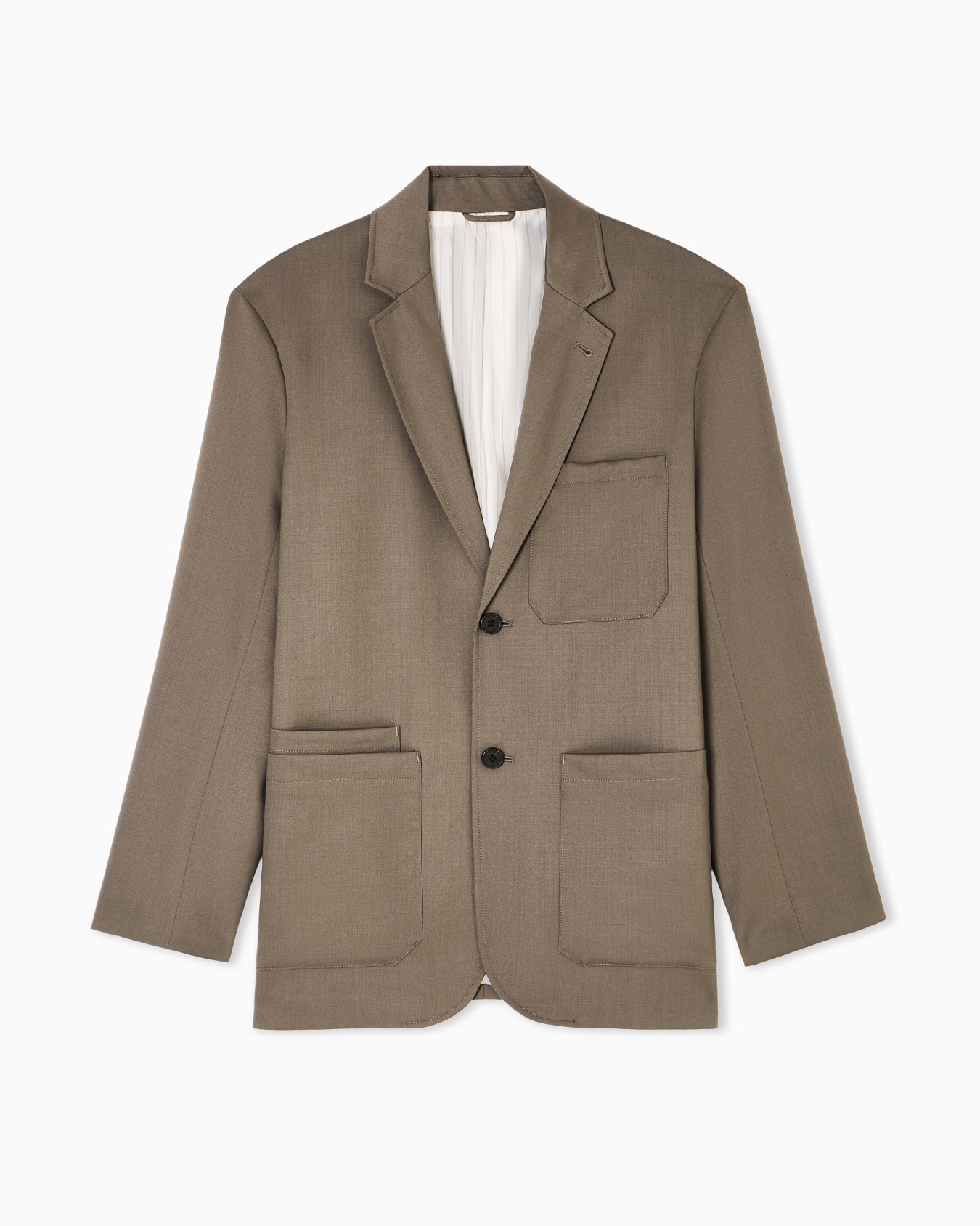 Virgin-wool twill single-breasted blazer Slide 0