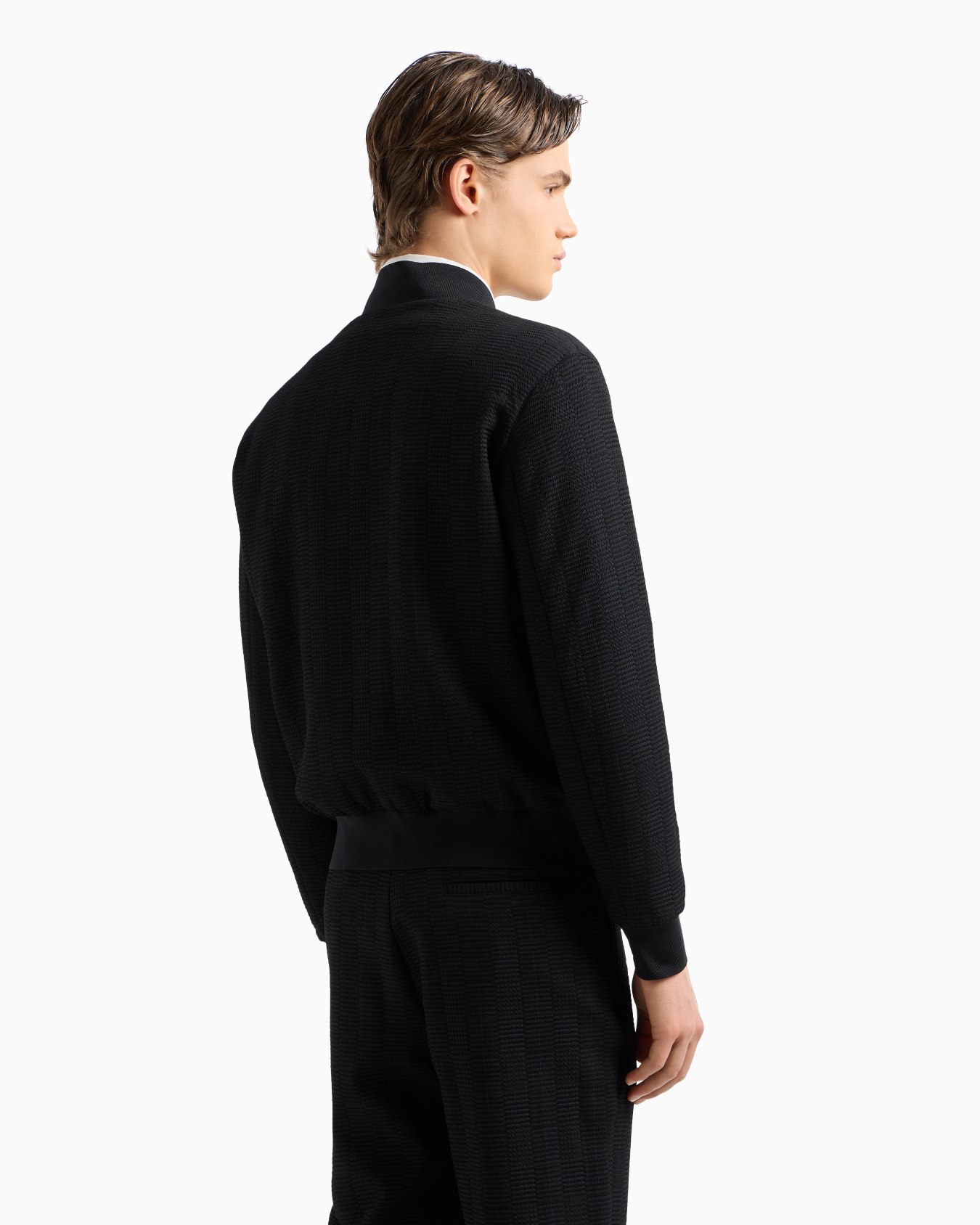 Blouson bomber en laine vierge à trame effet 3D Diapositive 2