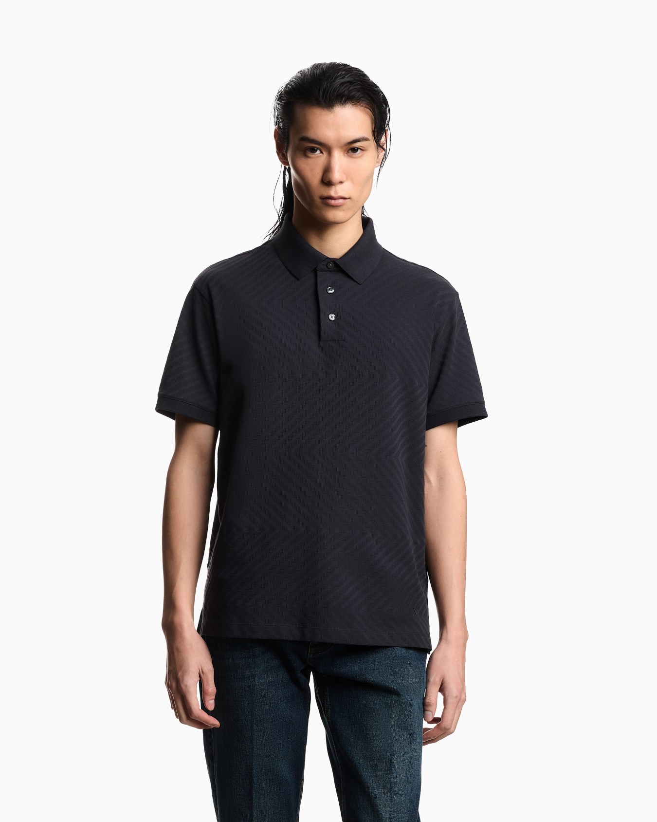 Polo in jersey jacquard US Exclusive Slide 3