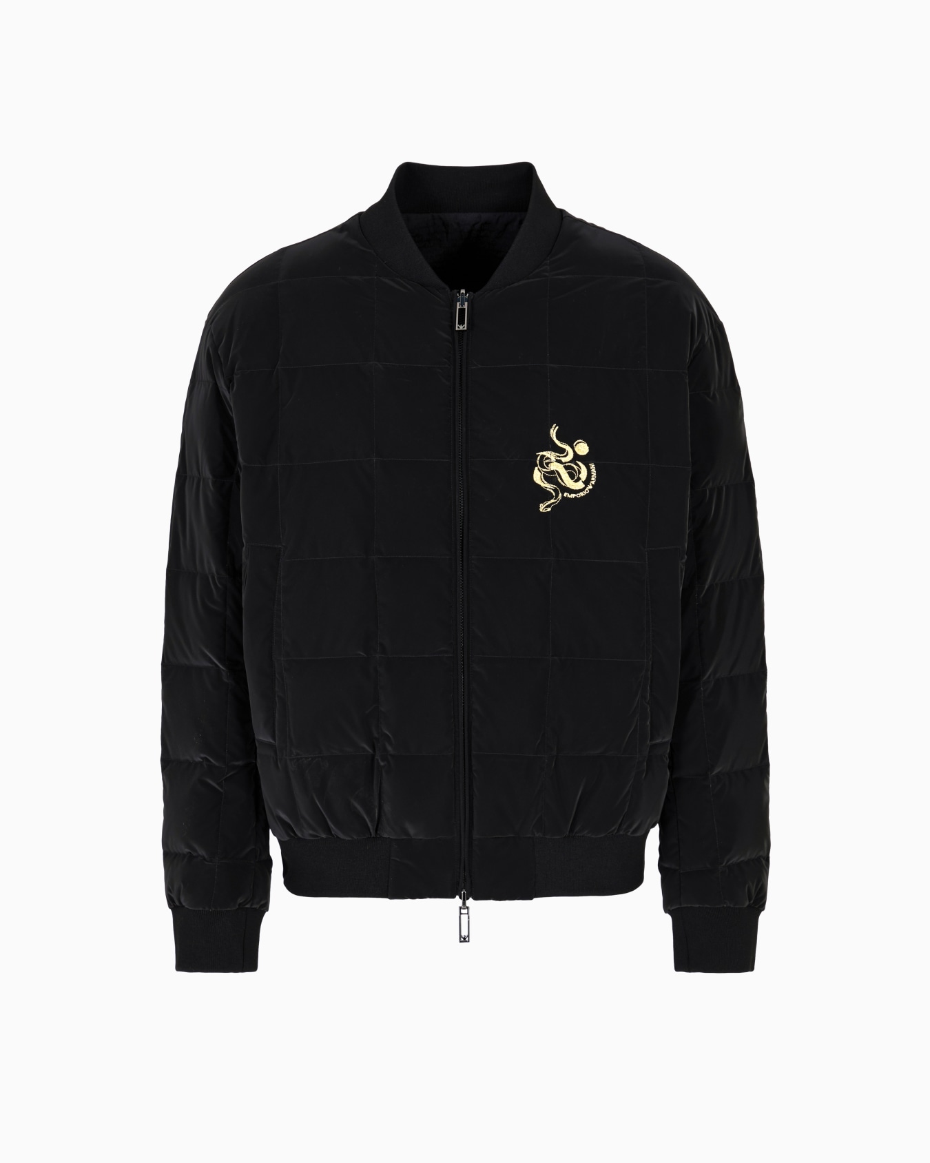 Reversible blouson in shiny quilted nylon with embroidery Slide 0
