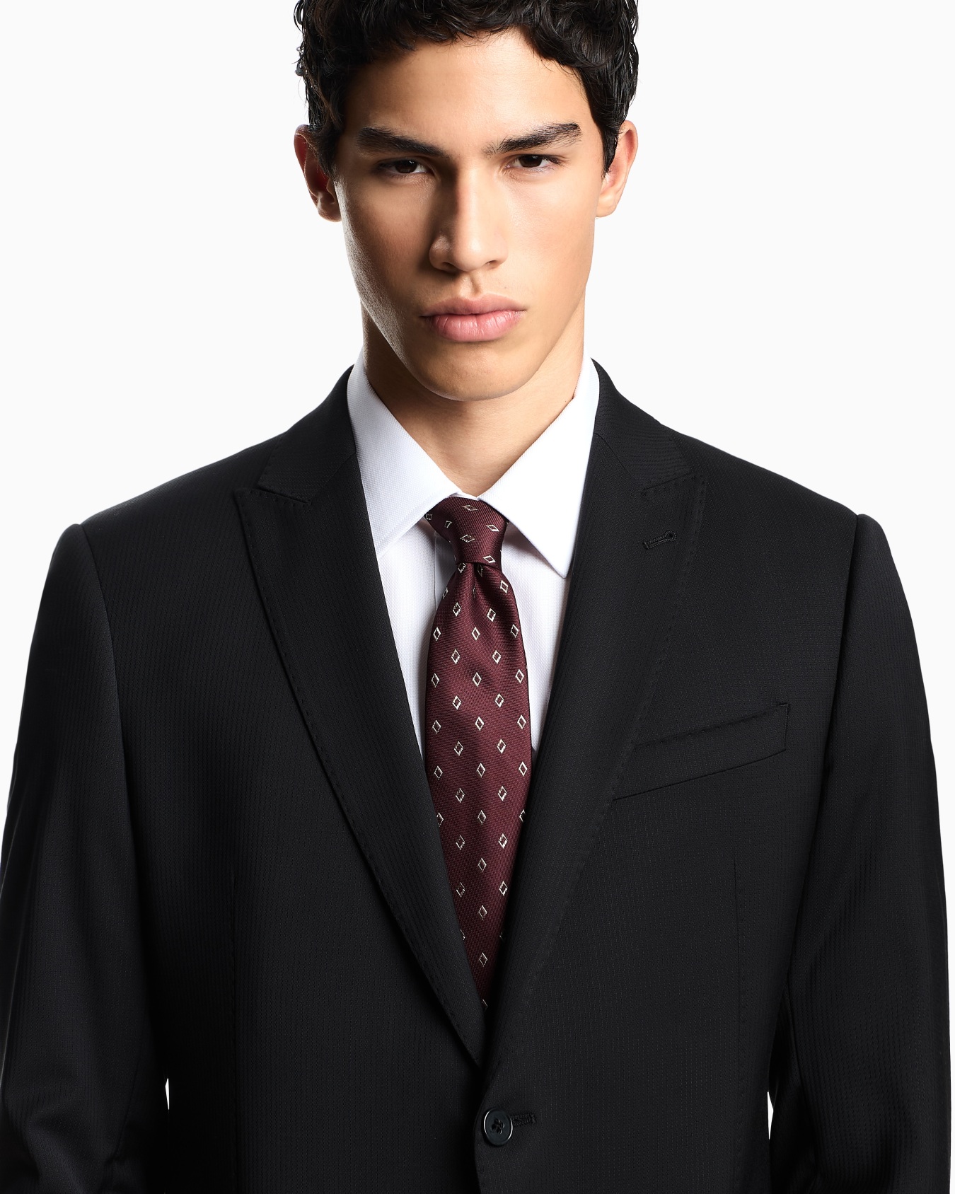 Pure silk tie with diamond jacquard micro-pattern Slide 2