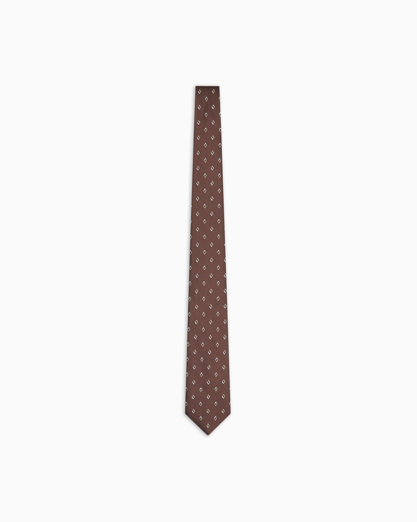 Pure silk tie with diamond jacquard micro-pattern Slide 0