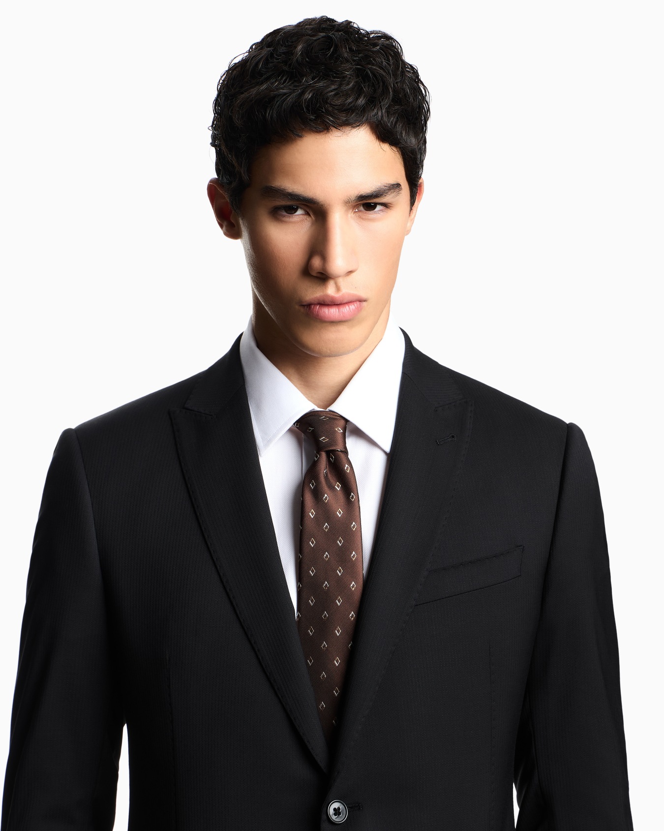 Pure silk tie with diamond jacquard micro-pattern Slide 2