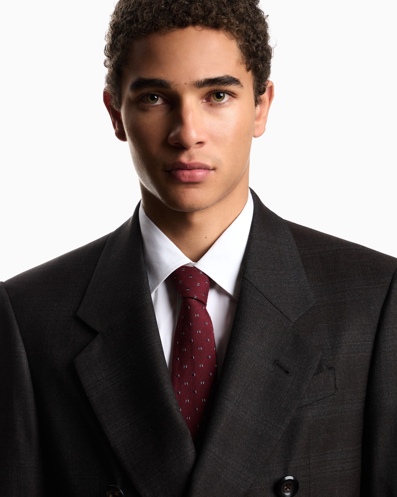 Silk blend tie with jacquard micro check Slide 2