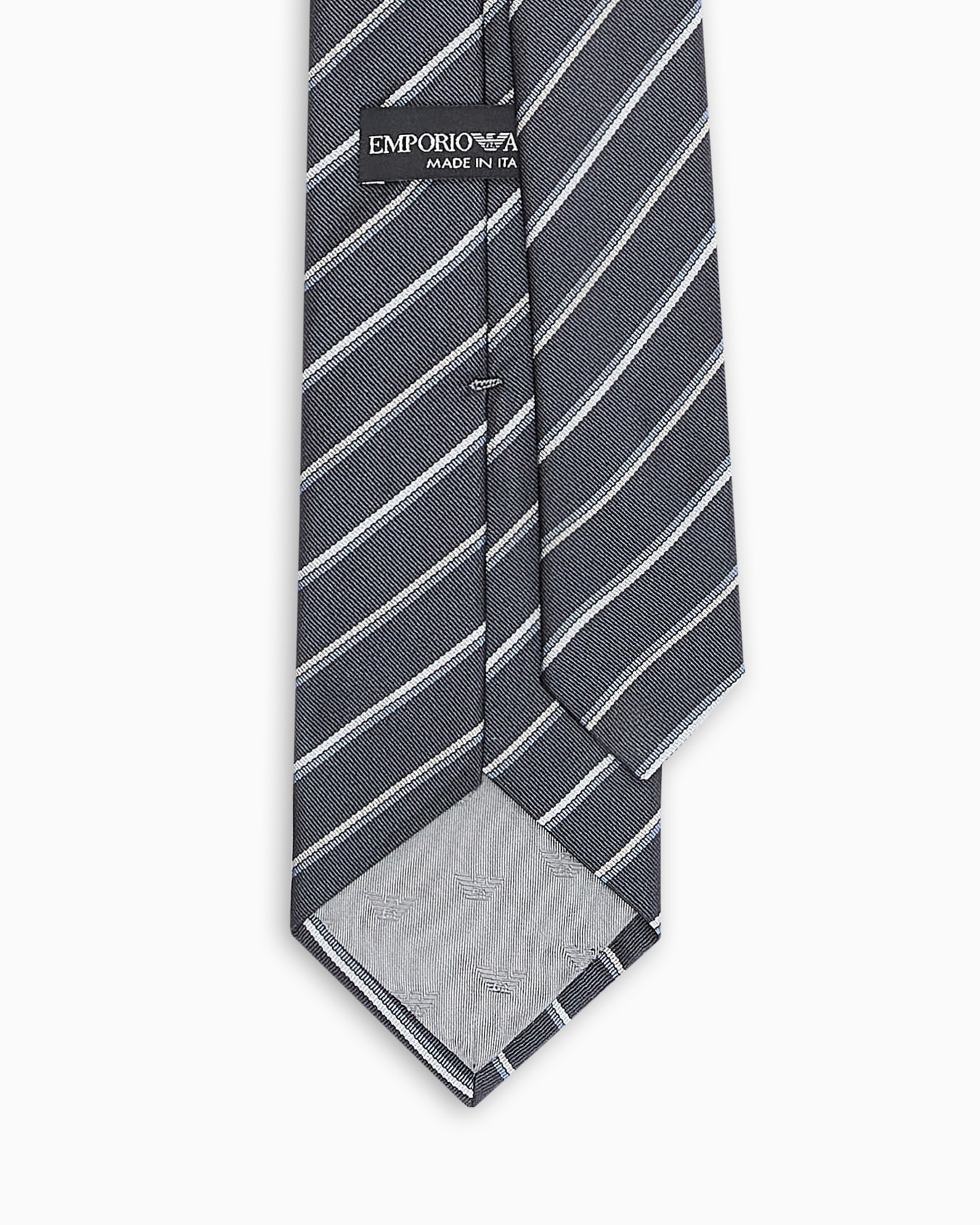 Pure silk tie with two-tone jacquard stripes Slide 1