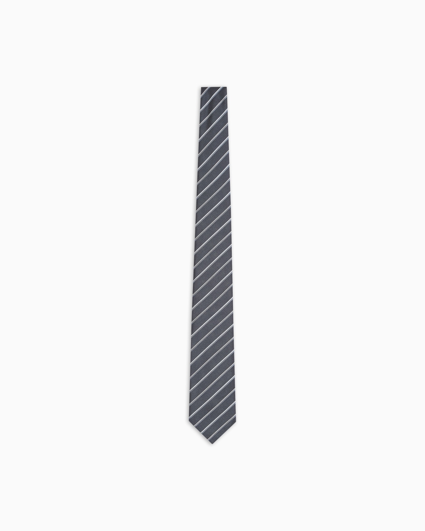 Pure silk tie with two-tone jacquard stripes Slide 0