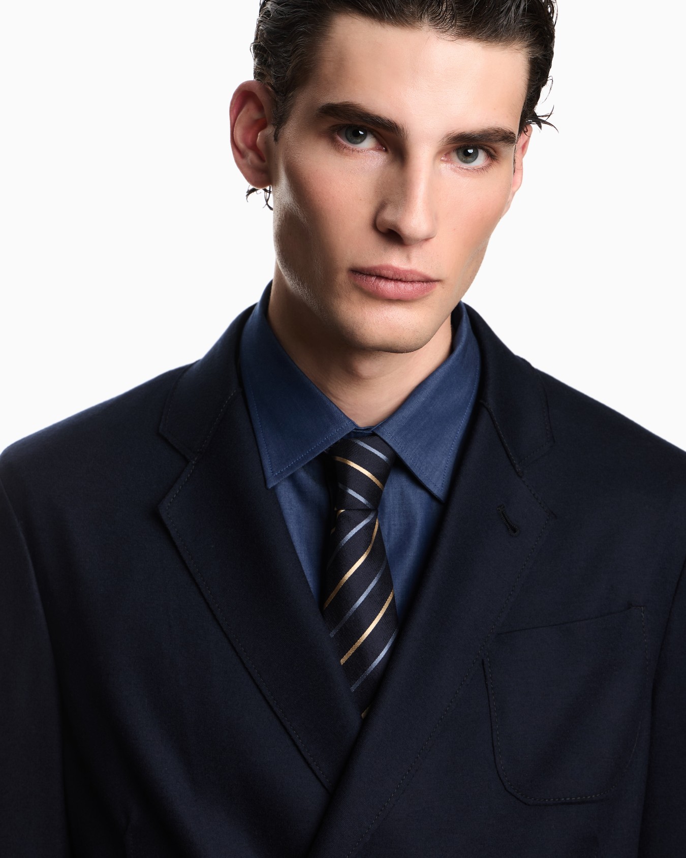 Striped jacquard pure silk tie Diapositiva 2