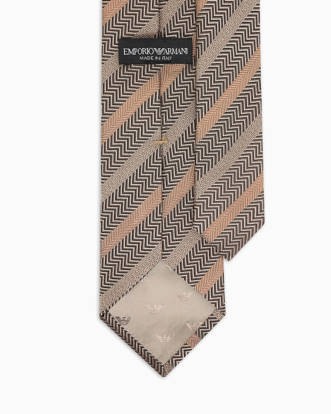 Corbata de seda pura con motivo a rayas y chevrón en tejido jacquard Diapositiva 1