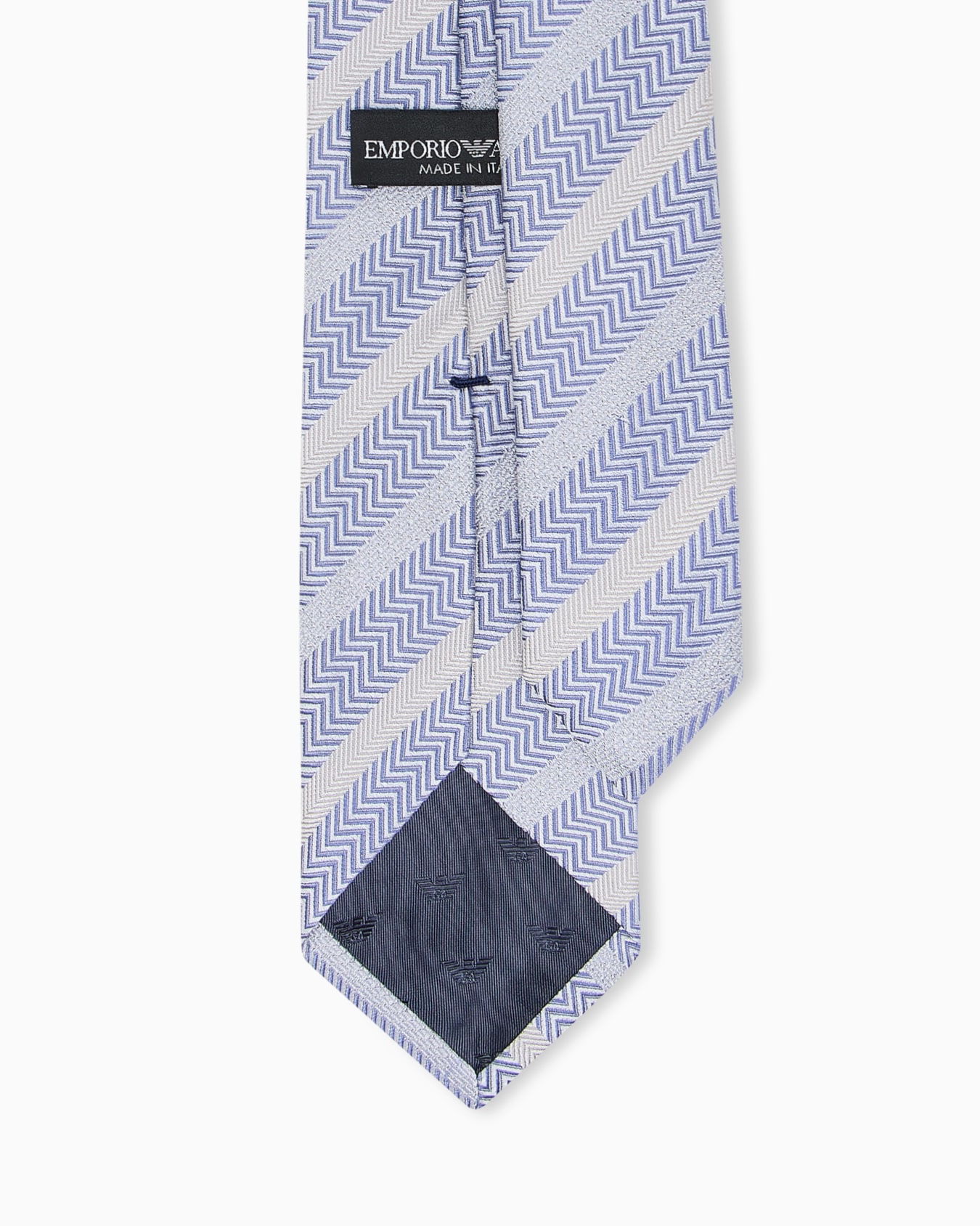 퓨어 실크 자카드 스트라이프 및 쉐브론 타이 슬라이드 1