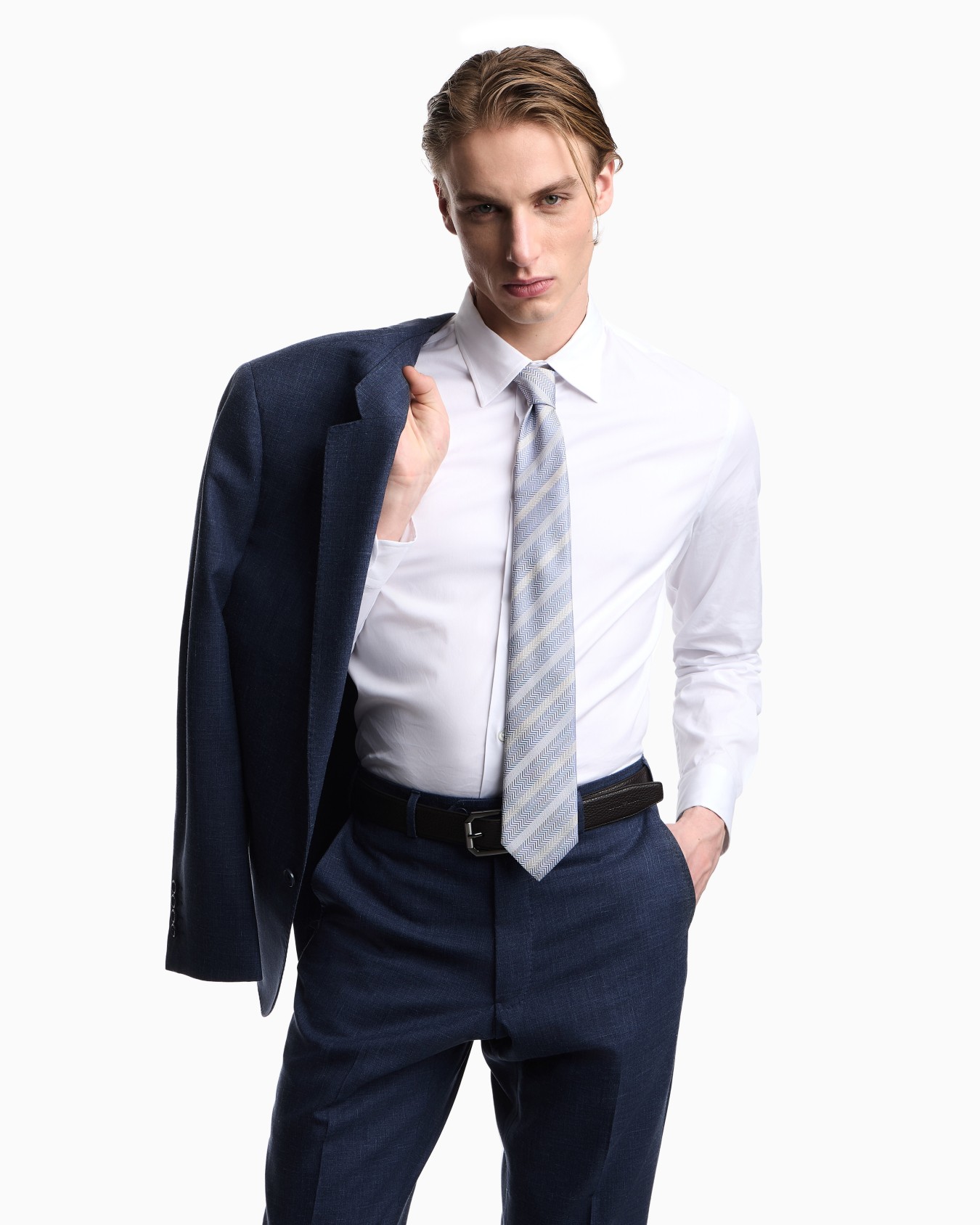 Pure silk jacquard stripe and chevron tie Slide 2