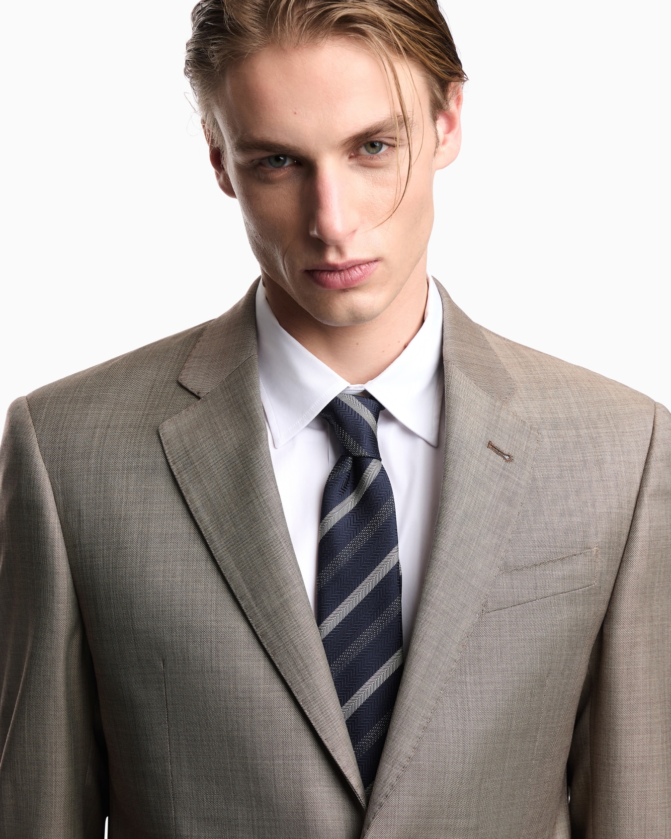 ネクタイ ピュアシルク ジャカードストライプ＆シェブロン スライドする 2