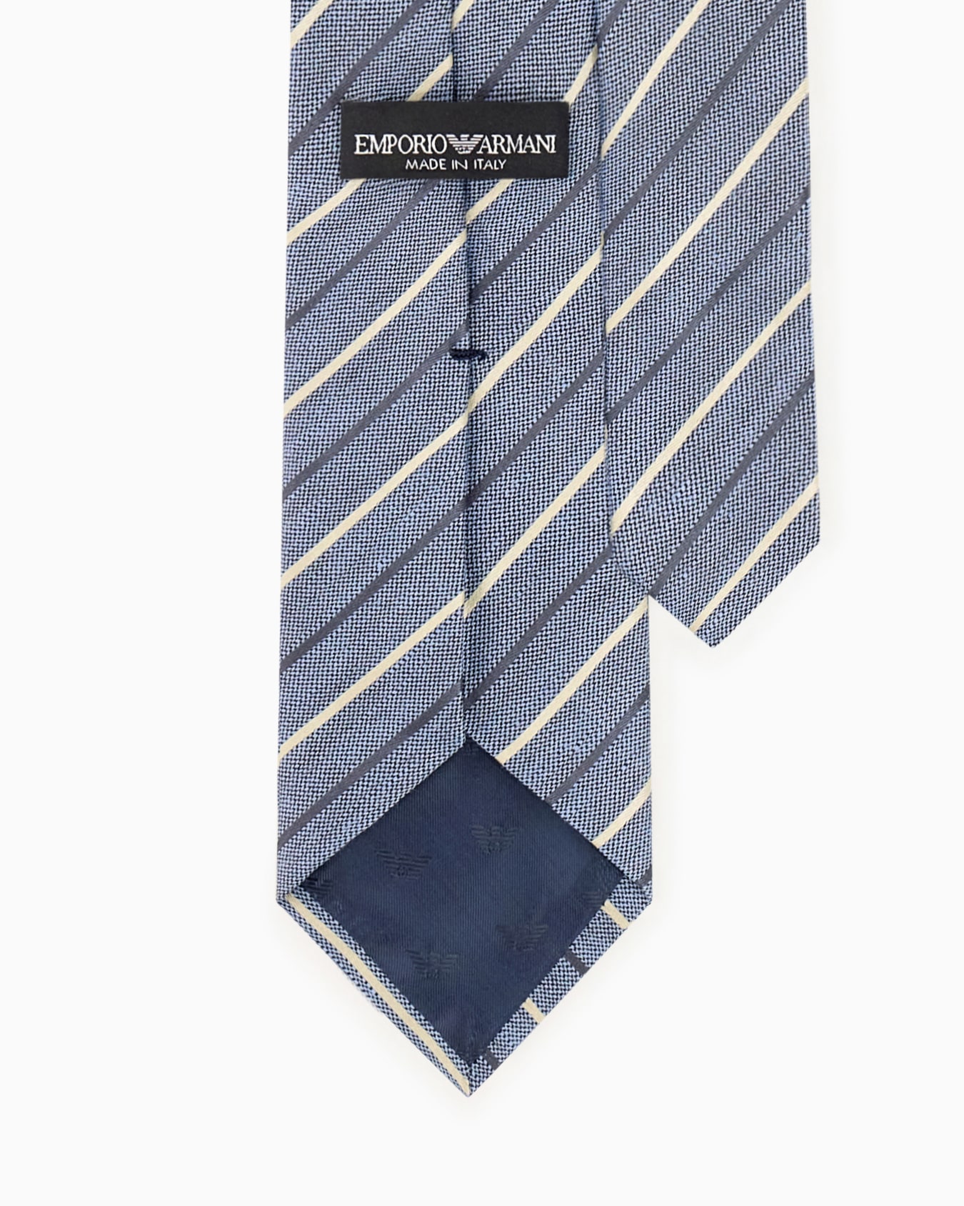 Corbata de lino y seda con motivo de rayas diagonales Diapositiva 1