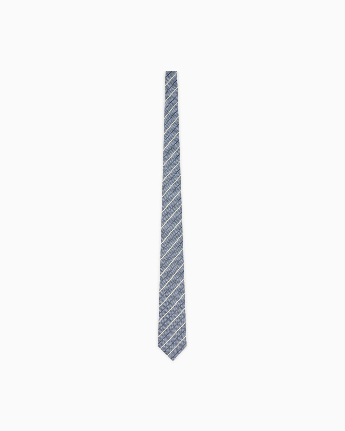 Corbata de lino y seda con motivo de rayas diagonales Diapositiva 0