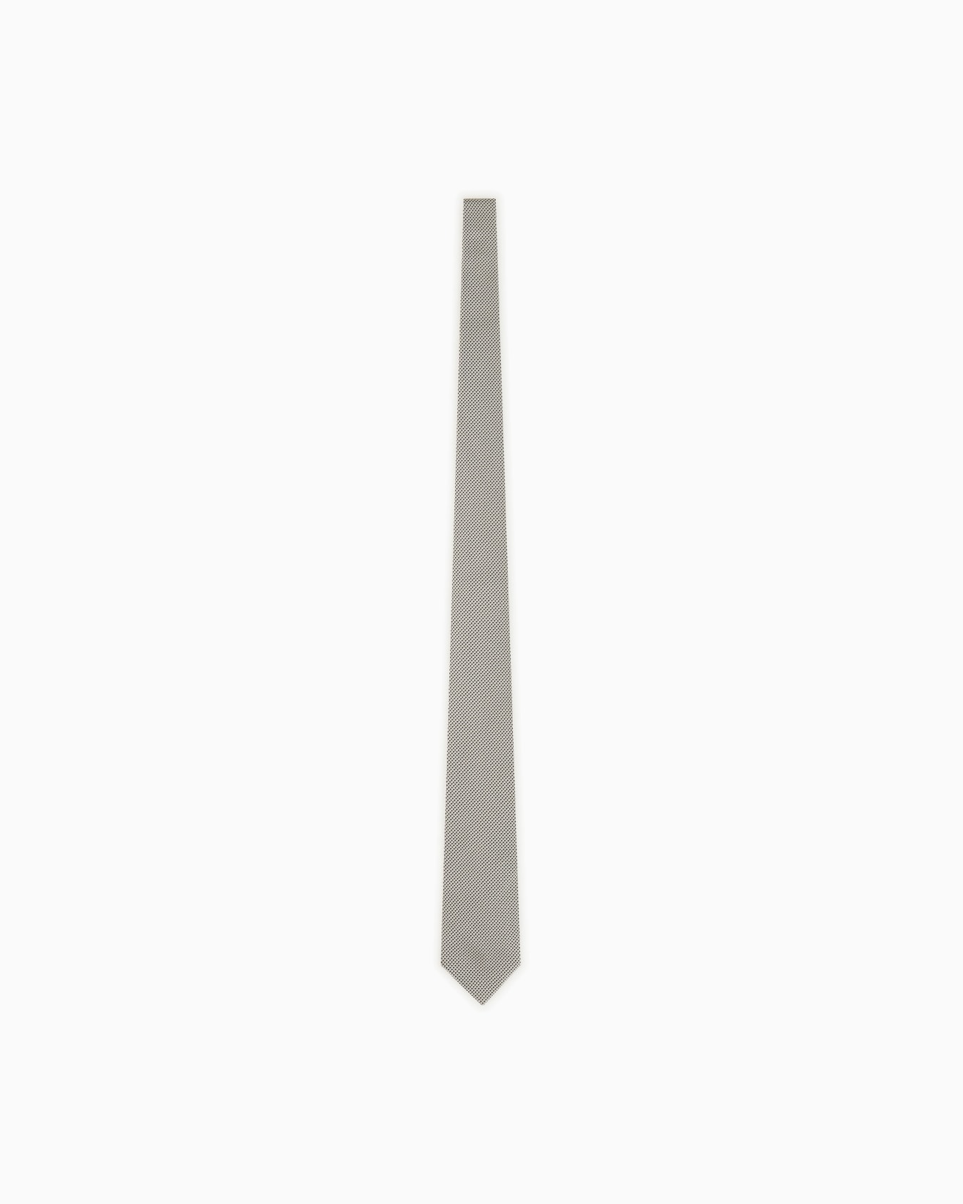 Silk tie with a micro-check pattern and smooth texture Slide 0
