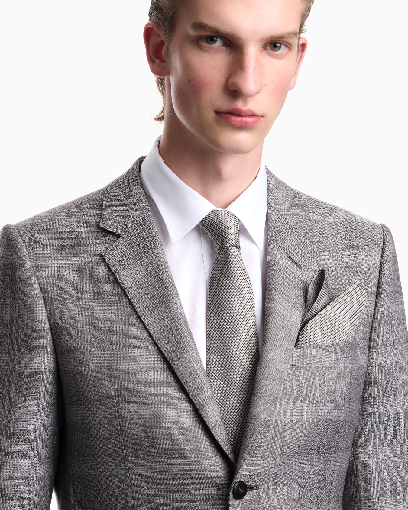 Silk tie with a micro-check pattern and smooth texture Slide 2