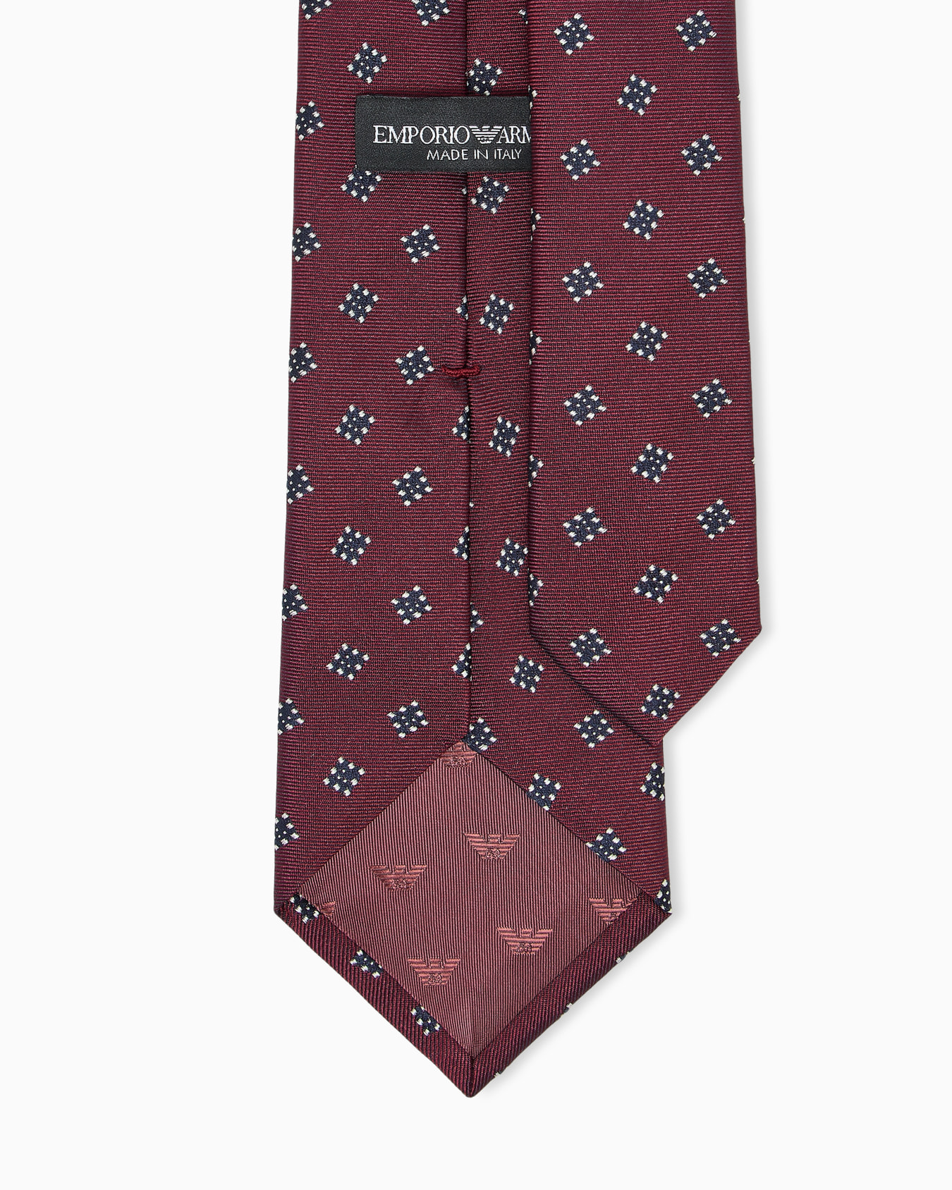 Silk tie with a pattern of dots in a diamond formation Slide 1