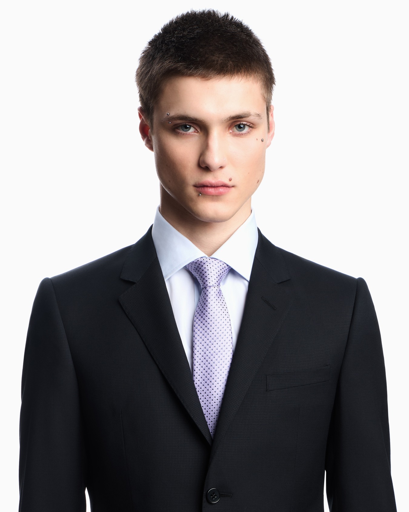 Pure silk tie with jacquard op-art micro-pattern Slide 2