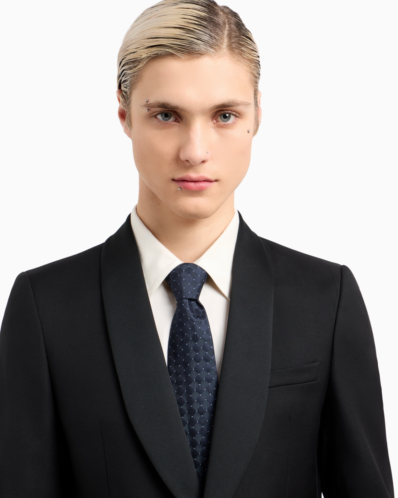 Pure silk tie with jacquard micro polka dot effect Slide 2