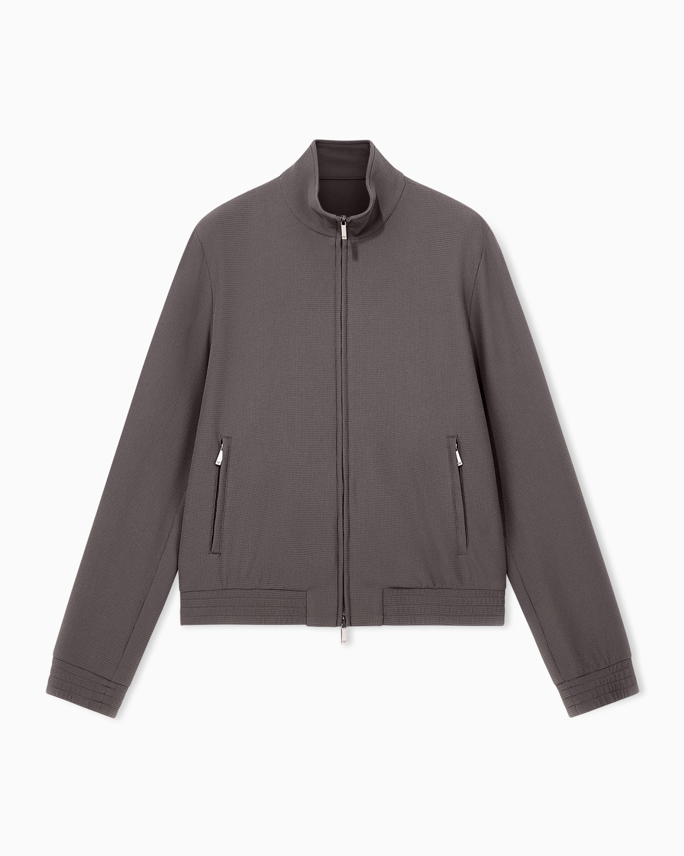 Blouson jacket in 3D crepe jersey with full-length zip Slide 0