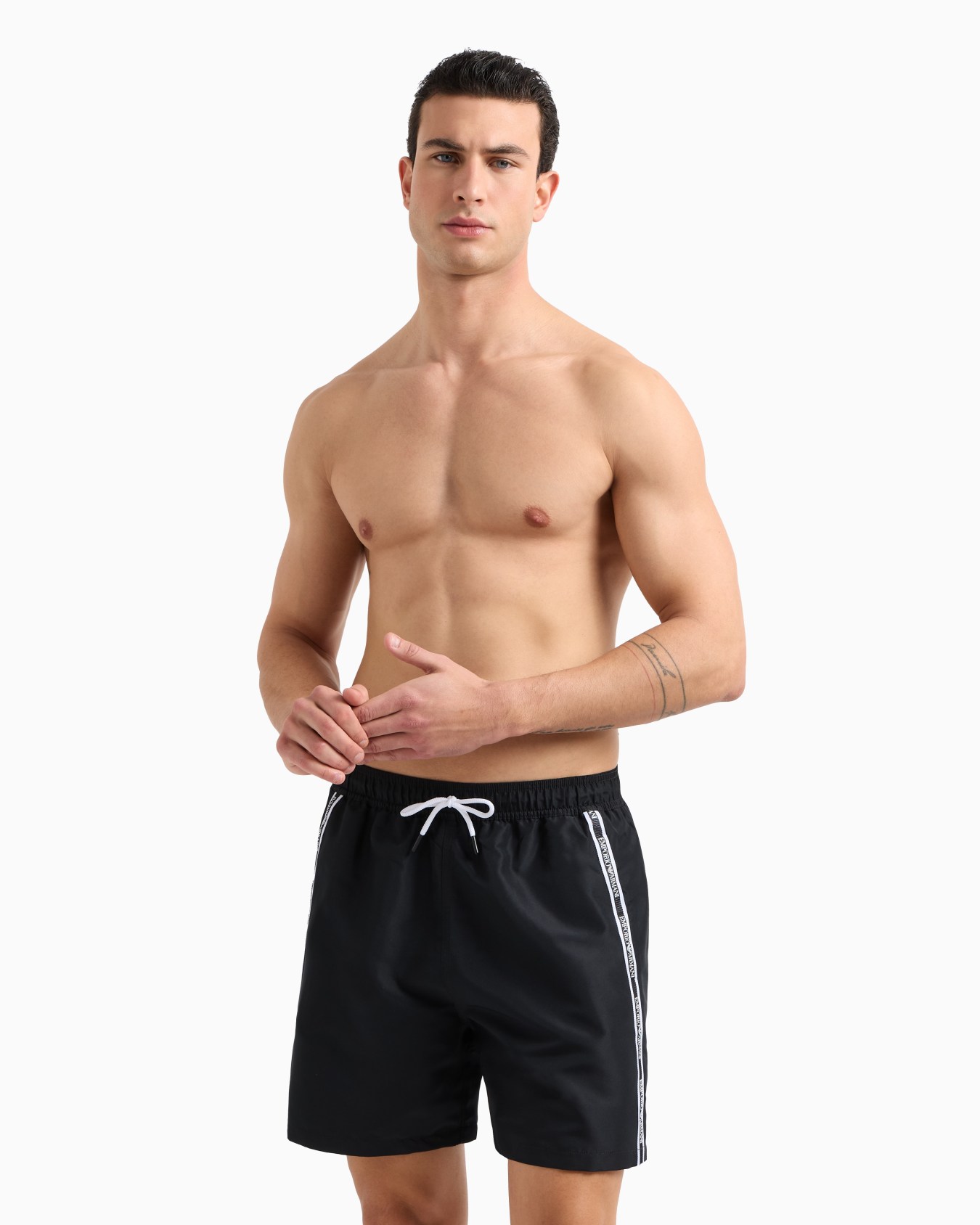 Swim shorts with logo tape Slide 1