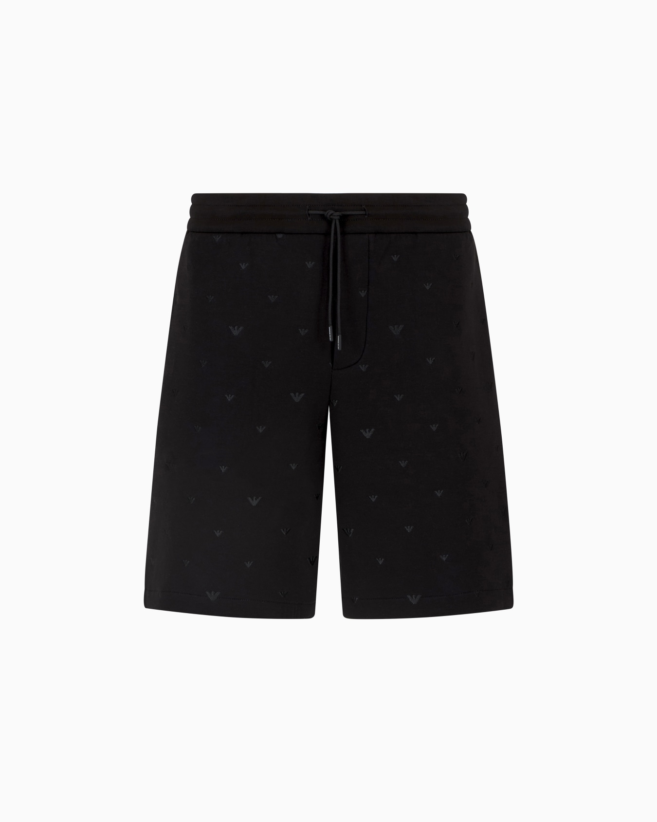 Double jersey Bermuda shorts with all-over micro eagle embroidery Slide 0