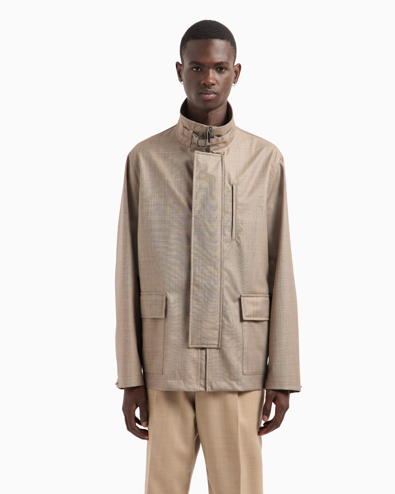 Blouson entièrement zippé en grisaille contrecollée finition soyeuse Diapositive 4