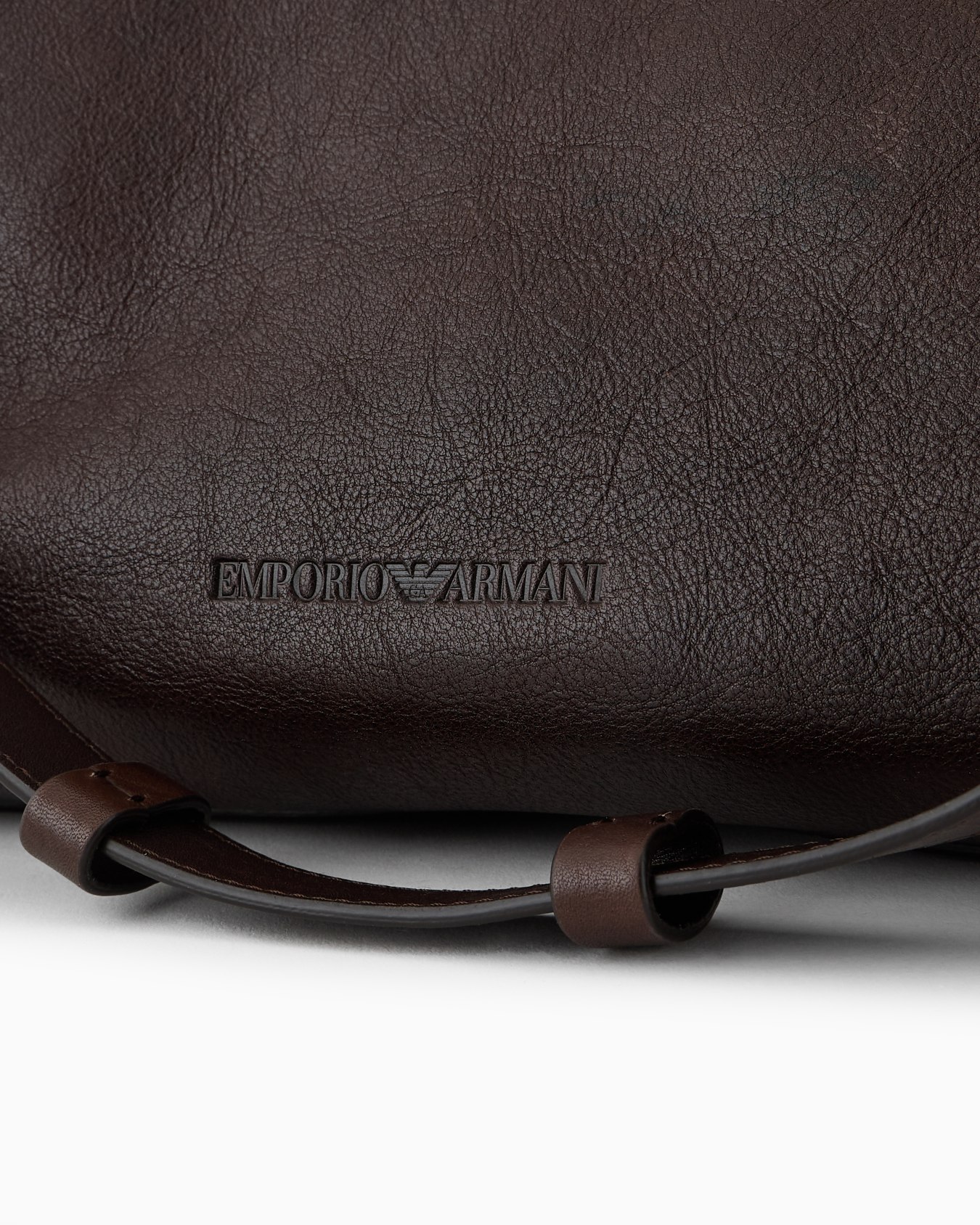 Leather duffel bag with embossed logo Slide 4