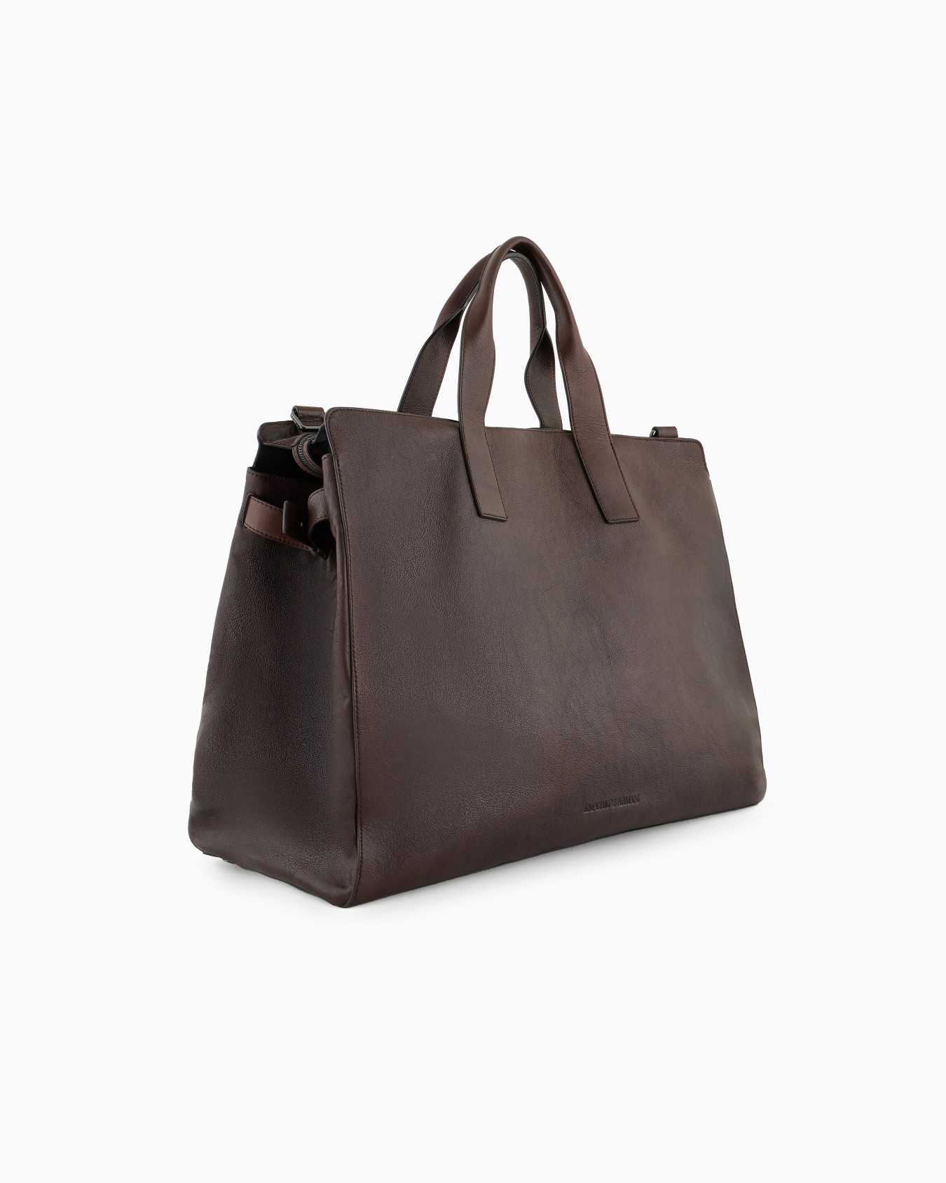 Leather duffel bag with embossed logo Slide 1