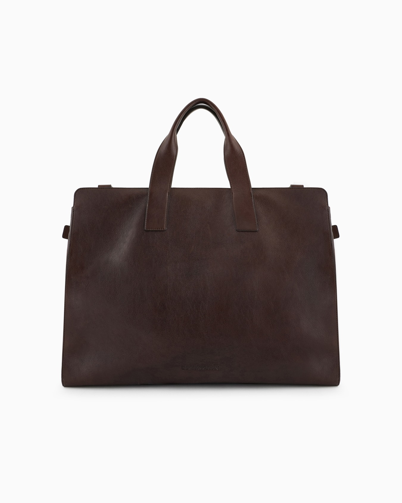 Leather duffel bag with embossed logo Slide 0