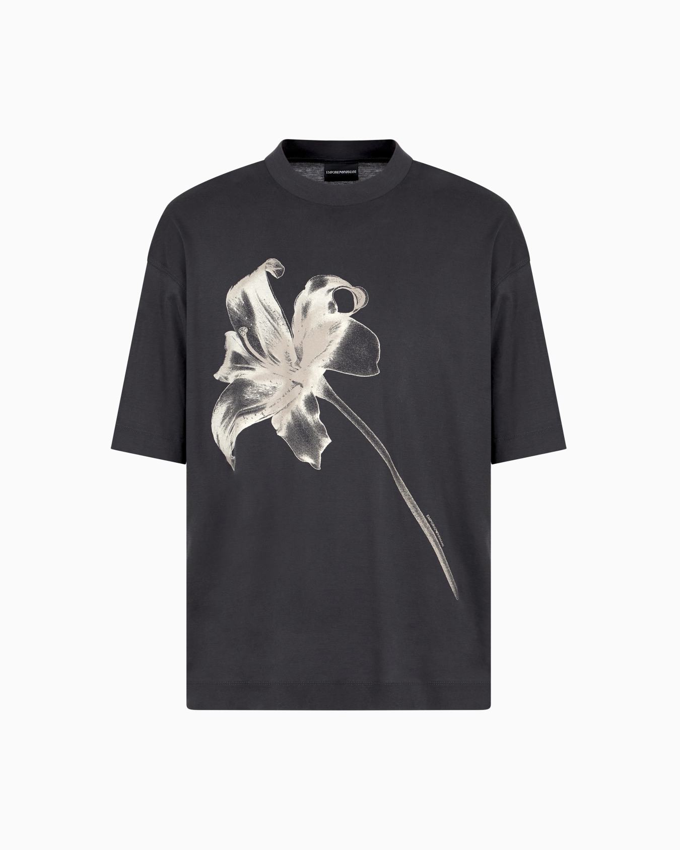 Camiseta de corte ancho de punto de mezcla de lyocell con estampado de lirio ASV Diapositiva 0