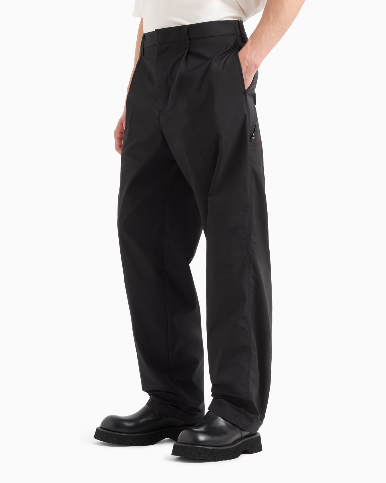 Technical fabric trousers with zip pocket Slide 4