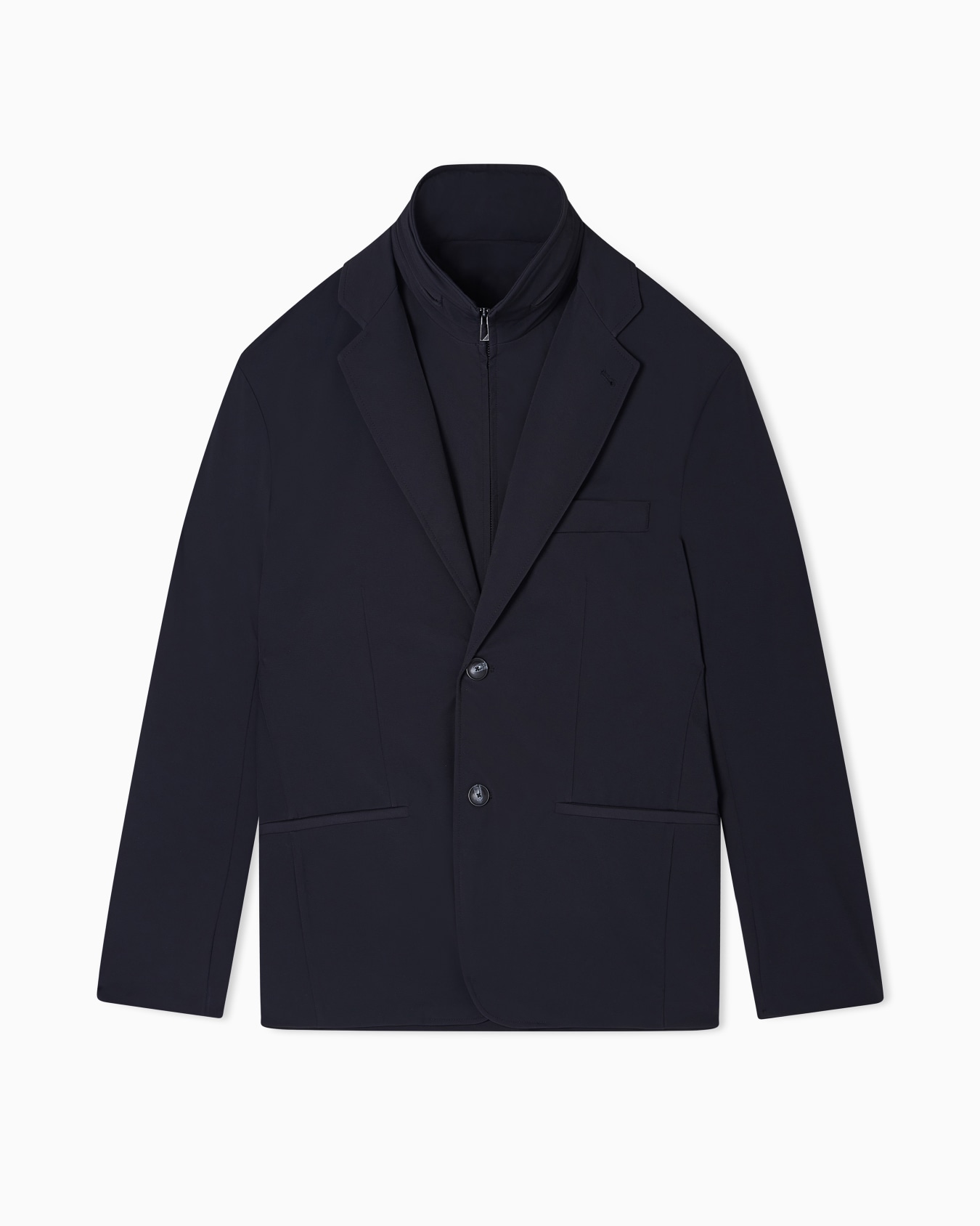 Stretch-nylon twill blazer with detachable inner panel Slide 0