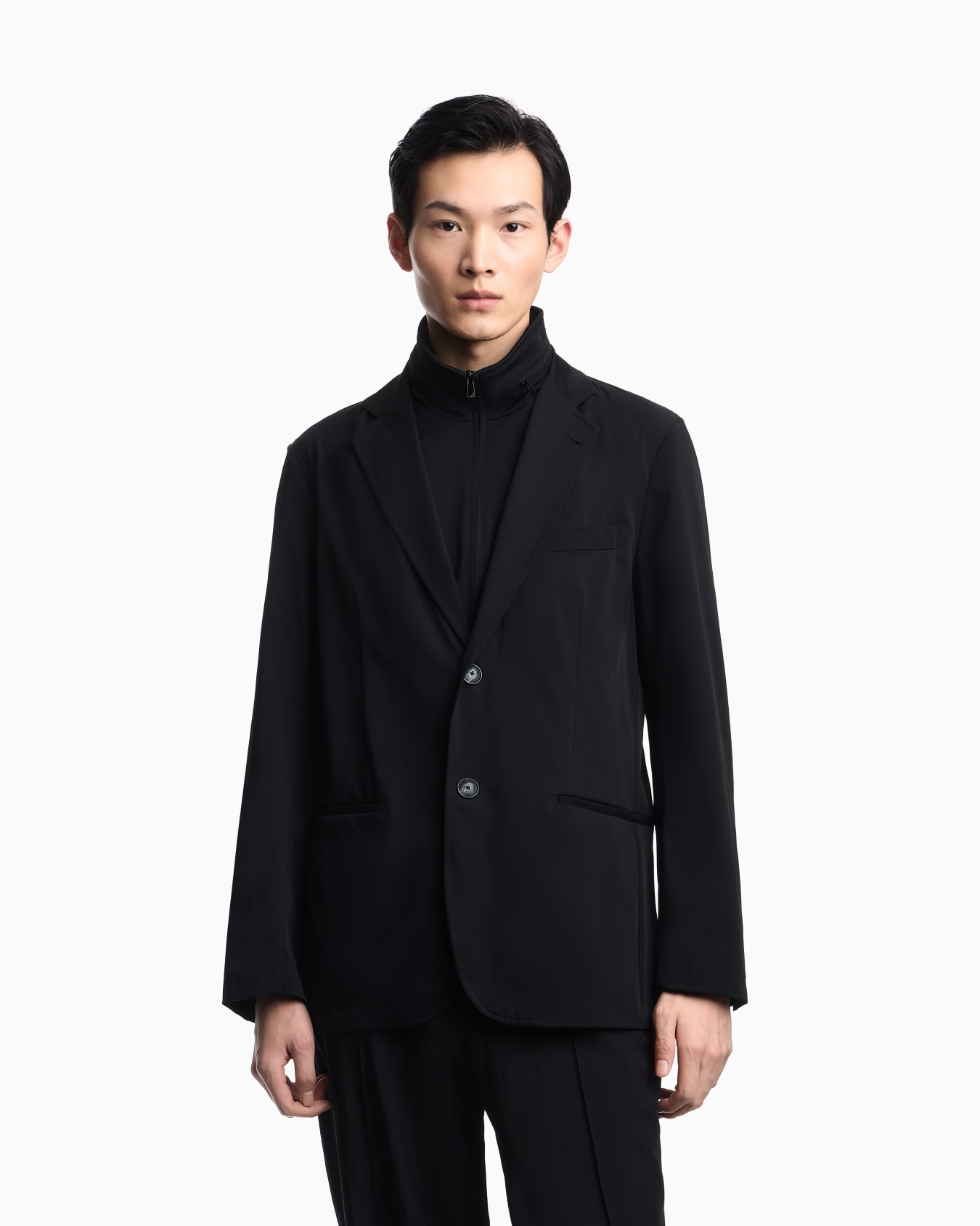 Stretch-nylon twill blazer with detachable inner panel Slide 3