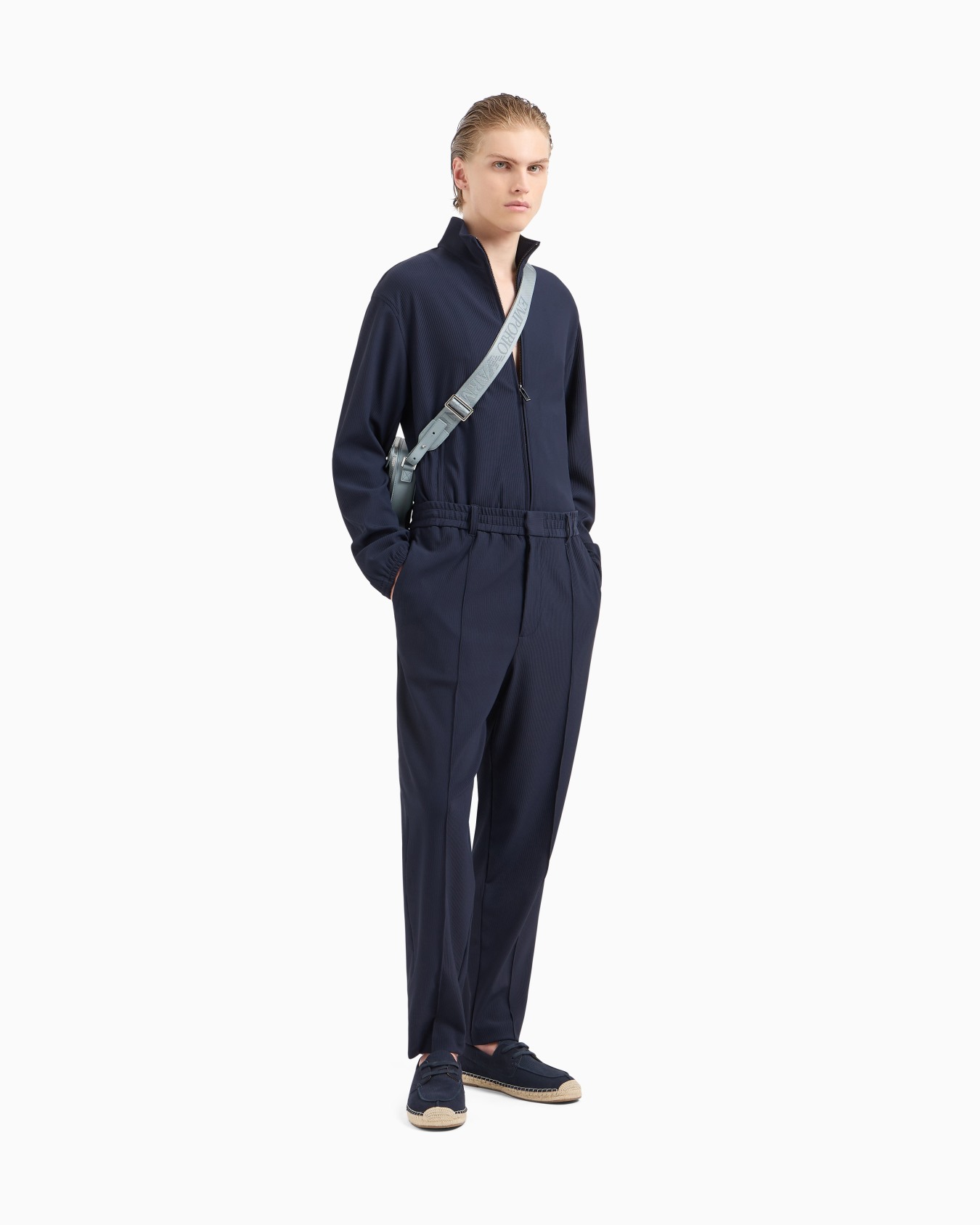 Pantaloni con nervature in nylon stretch effetto canneté Slide 2