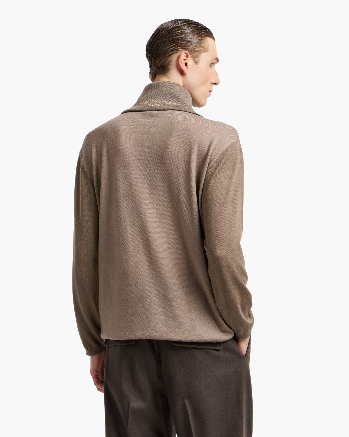 Pull avec fermeture zippée partielle en laine vierge rase bicolore Diapositive 3