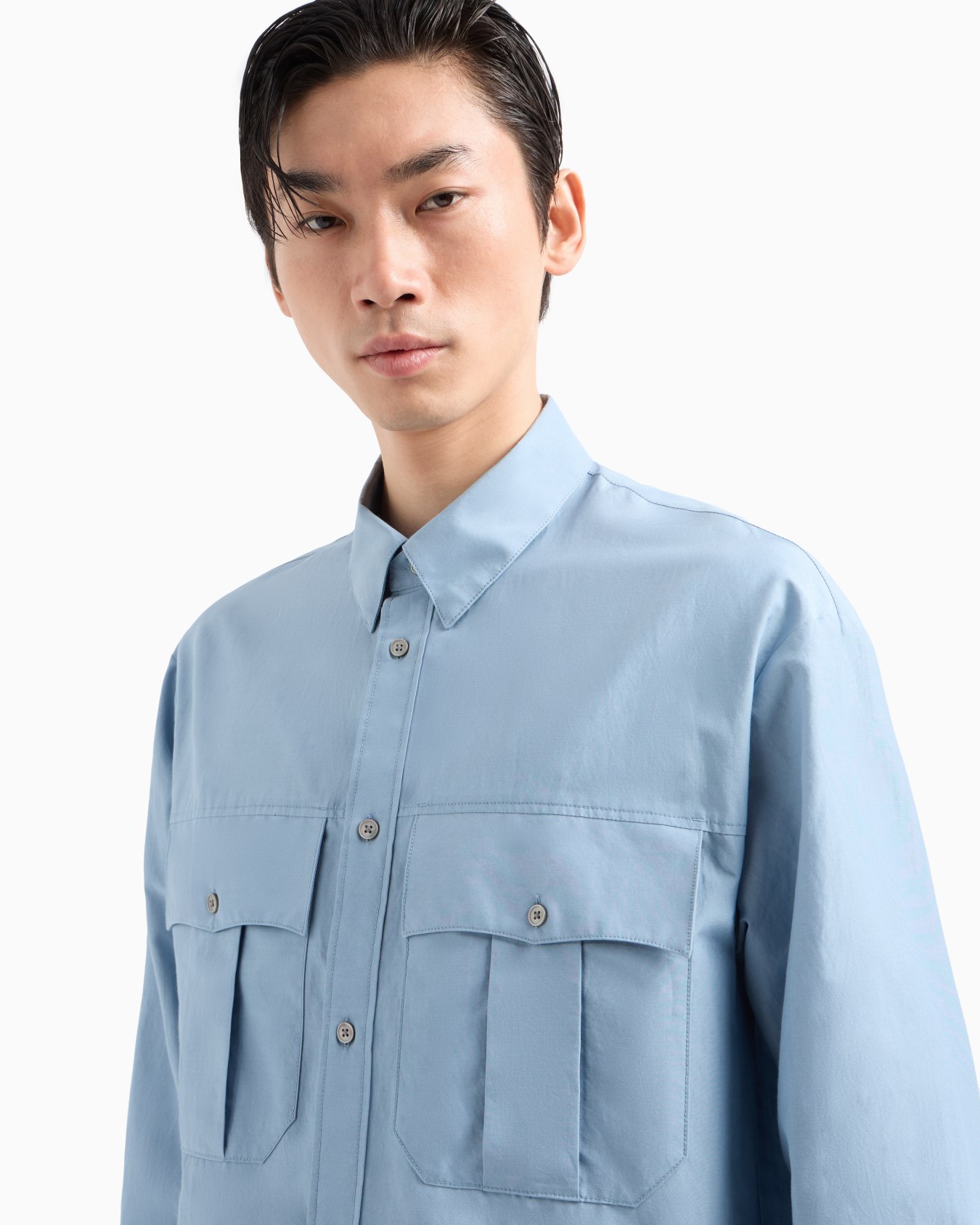 Boxy silk-blend shirt with pockets Slide 5