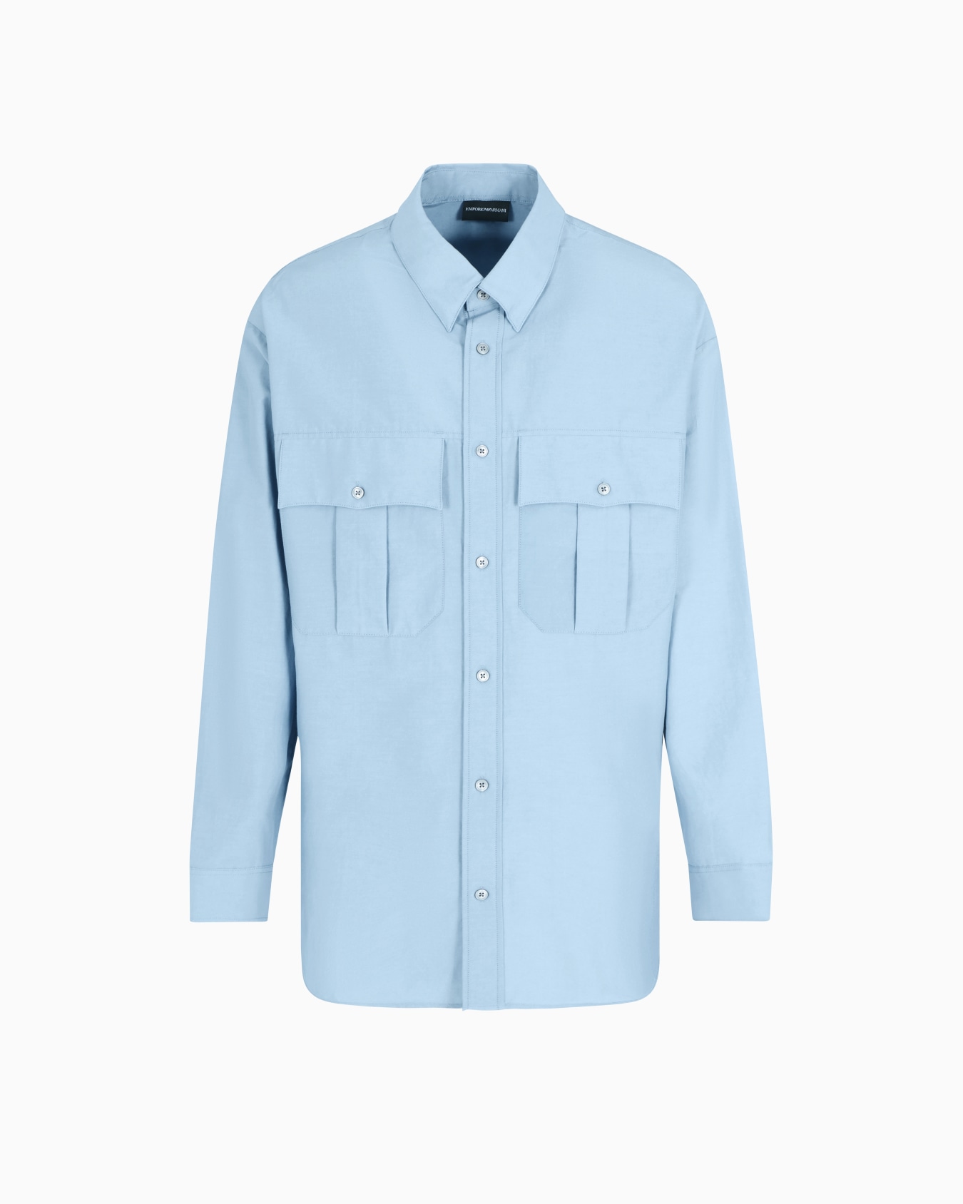 Boxy silk-blend shirt with pockets Slide 0