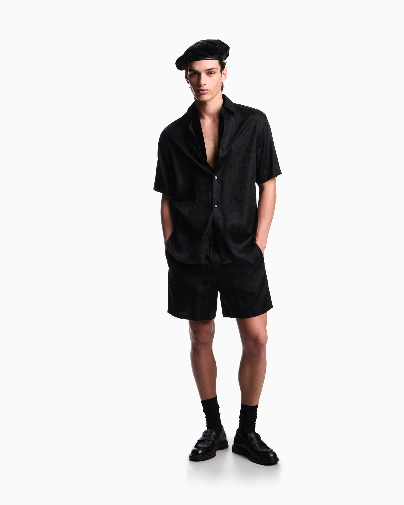 Chemise à manches courtes en jacquard lyocell ASV Diapositive 1